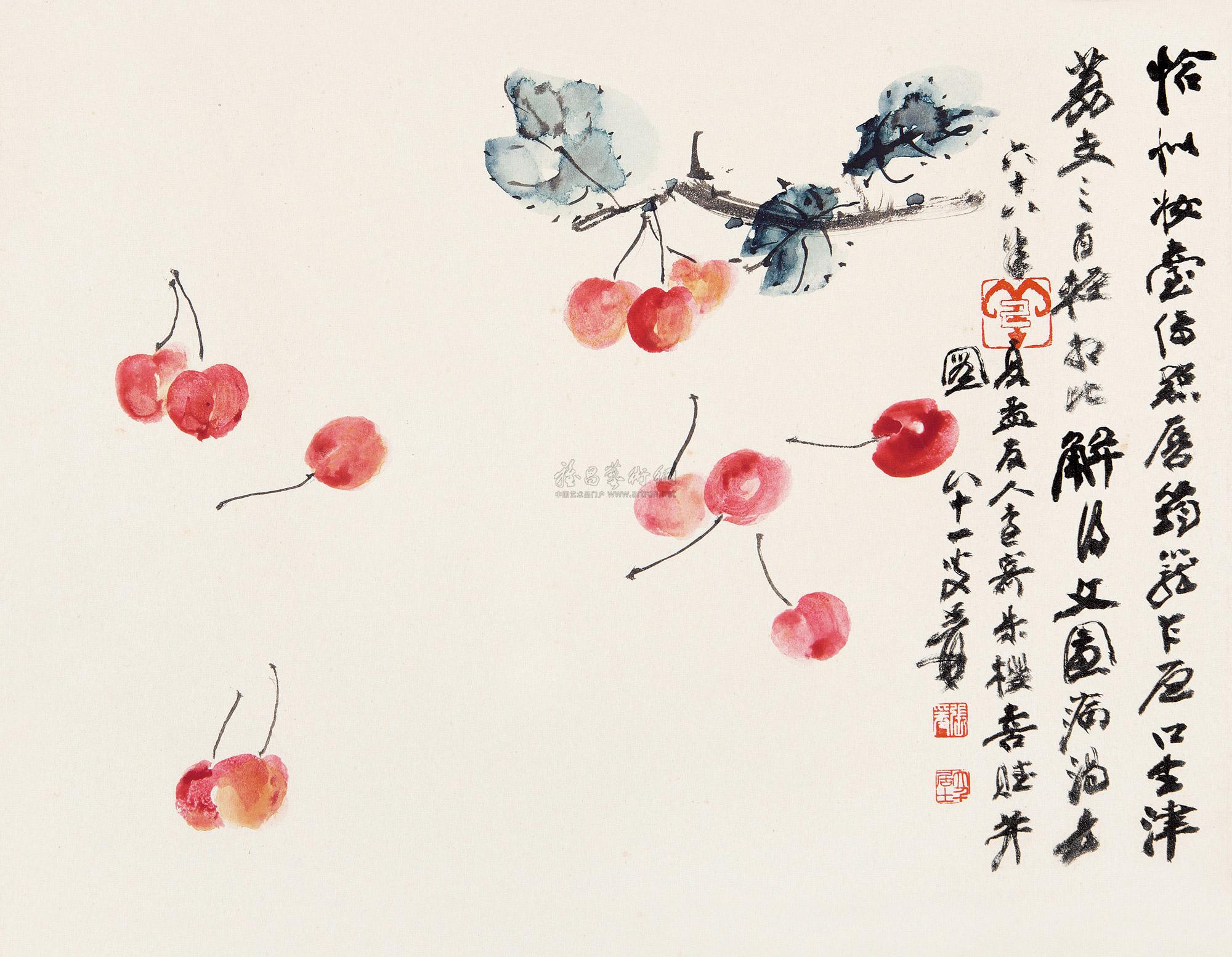 0802樱桃镜片设色纸本