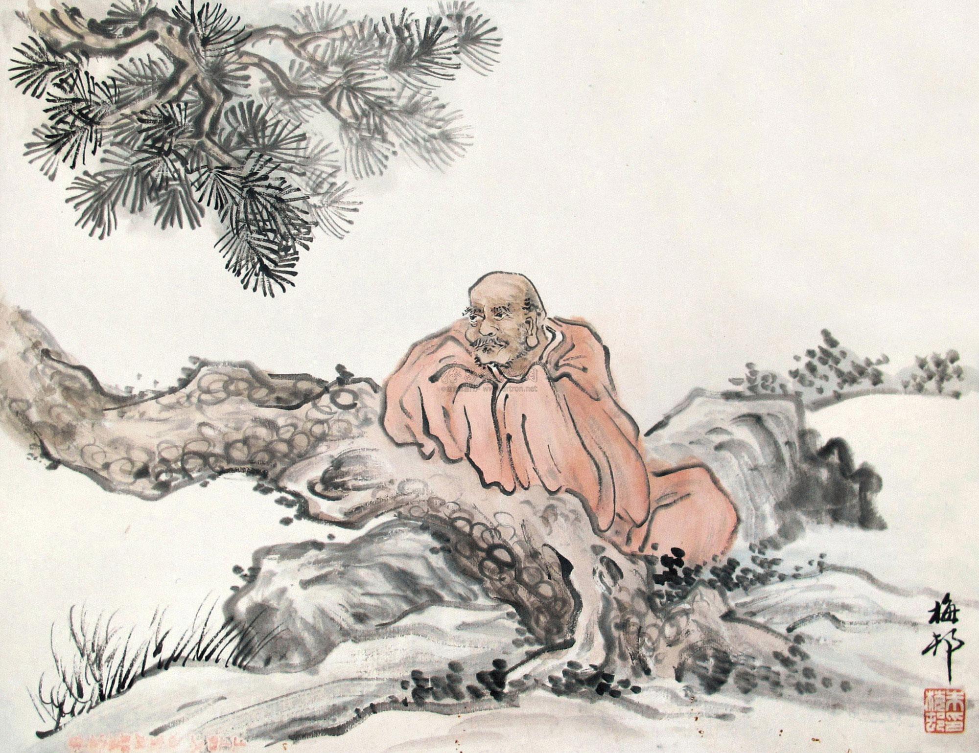 0171 罗汉 镜片 设色纸本