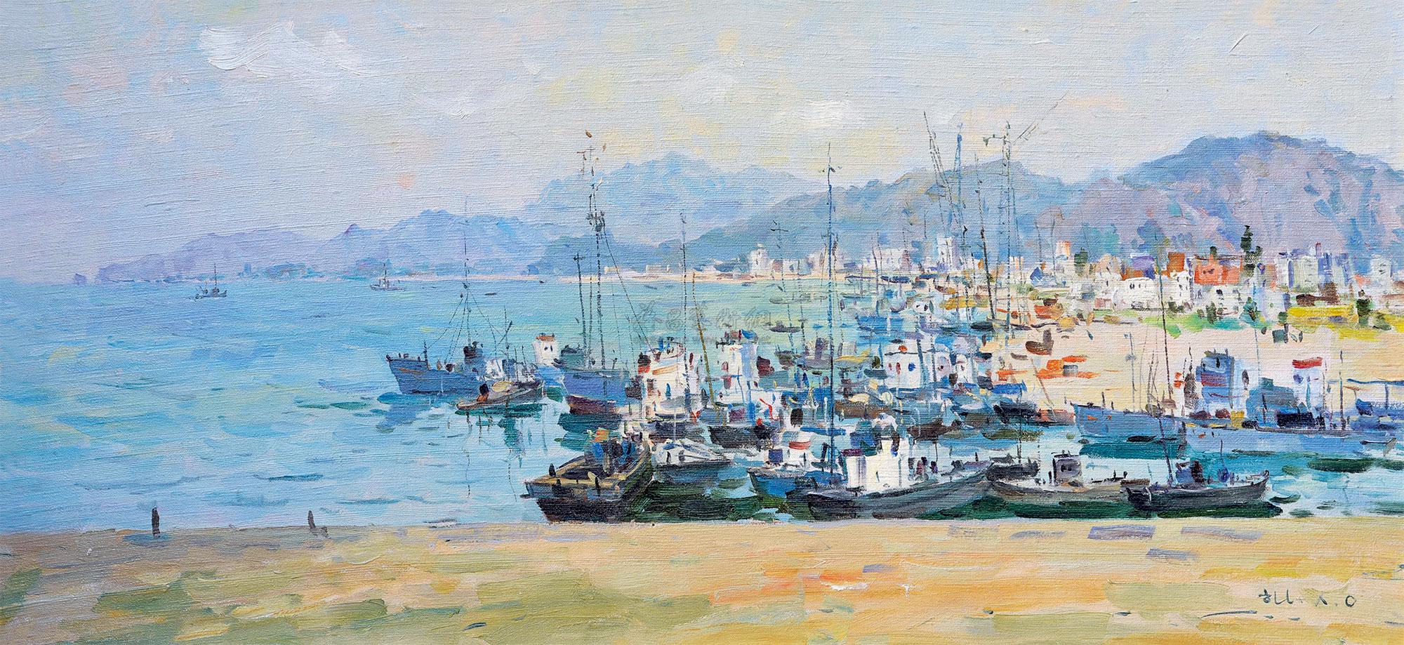 1042 元山码头 布面 油画