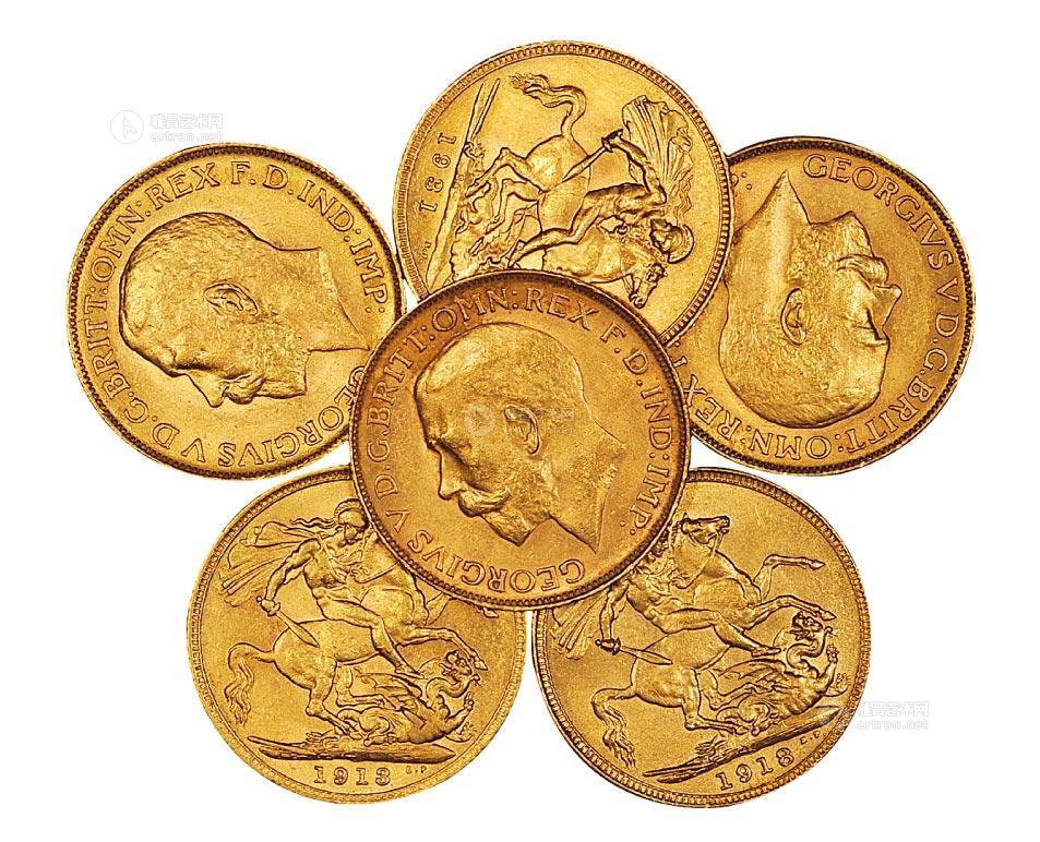 3822 20世纪初英国"马剑"金币一组六枚