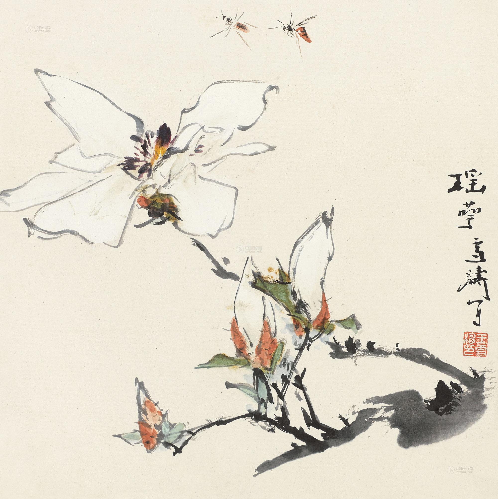 0701玉兰镜心纸本