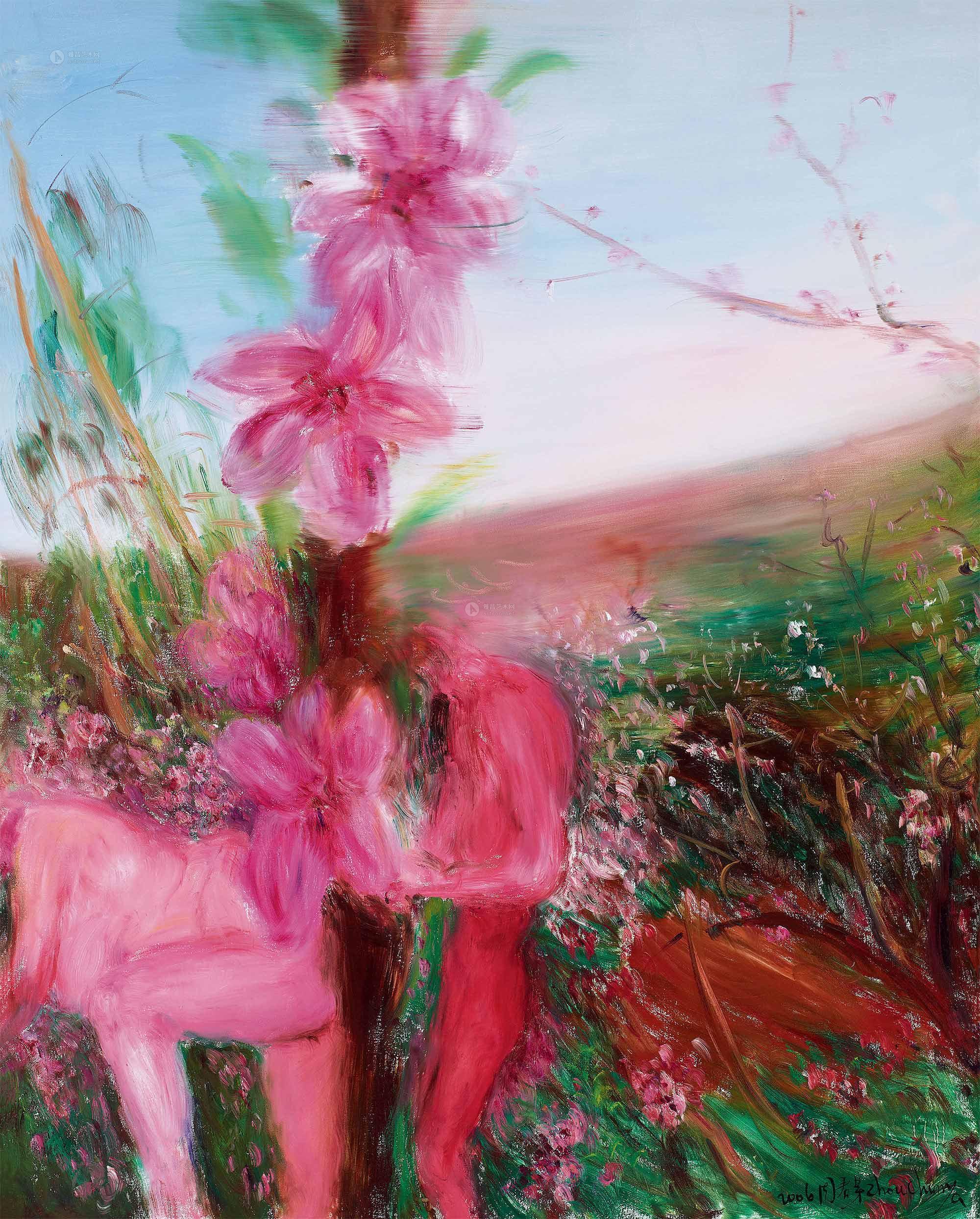 0121 2006年作 桃花朵朵开 布面油画