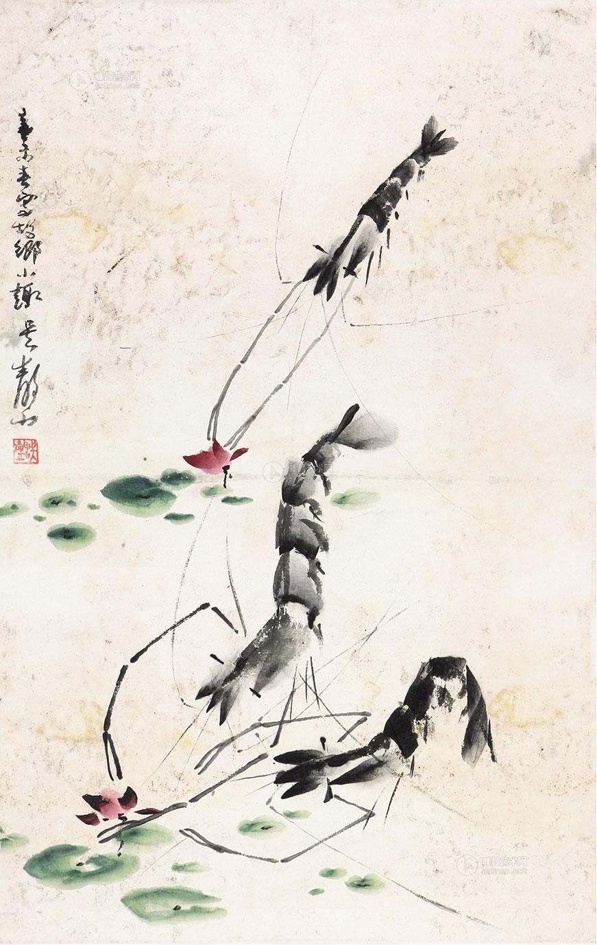 0195 虾趣图 镜片 纸本