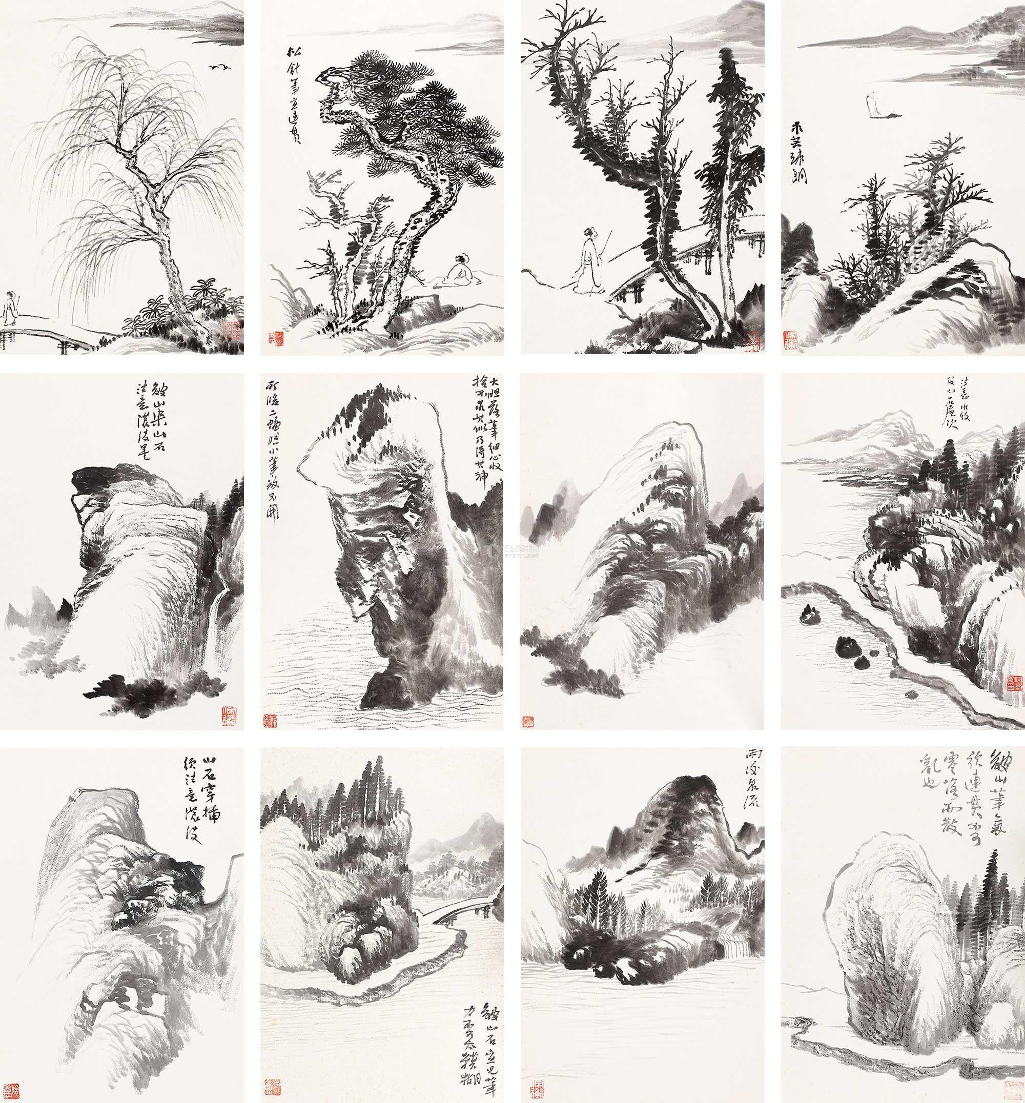 0305 课徒稿 册页 (一百一十八开选十二) 纸本