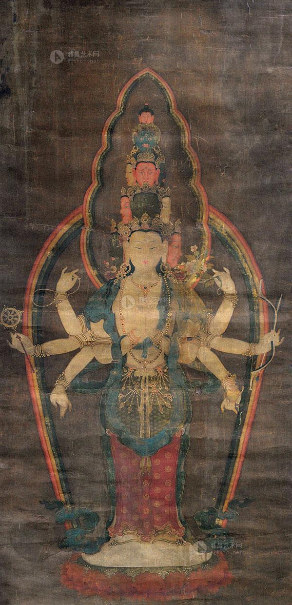 0057 日本宫廷画佛像 立轴 绢本