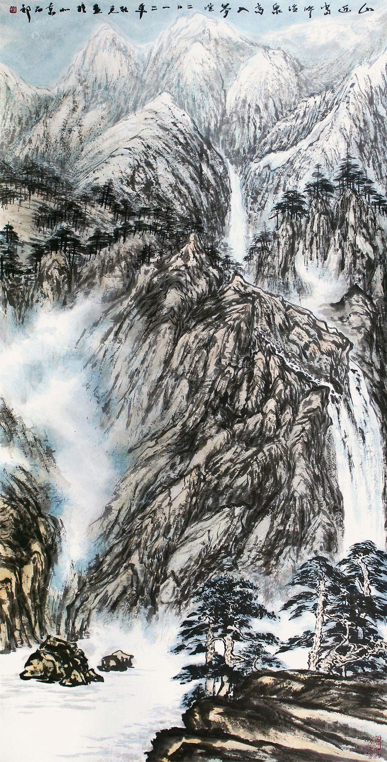 0030 高山流水 立轴 纸本