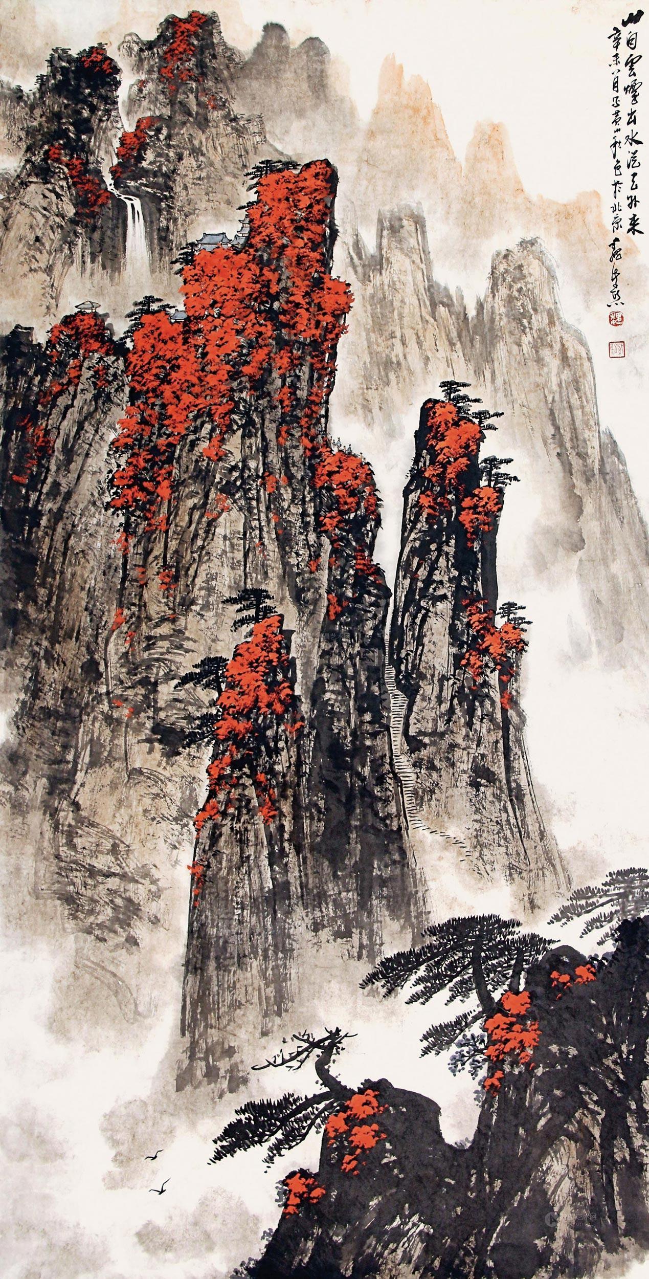 0226 黄山秋色 立轴 纸本