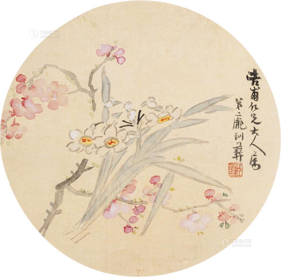 【花鸟 圆光镜片 设色绢本】拍卖品_图片_价格_鉴赏