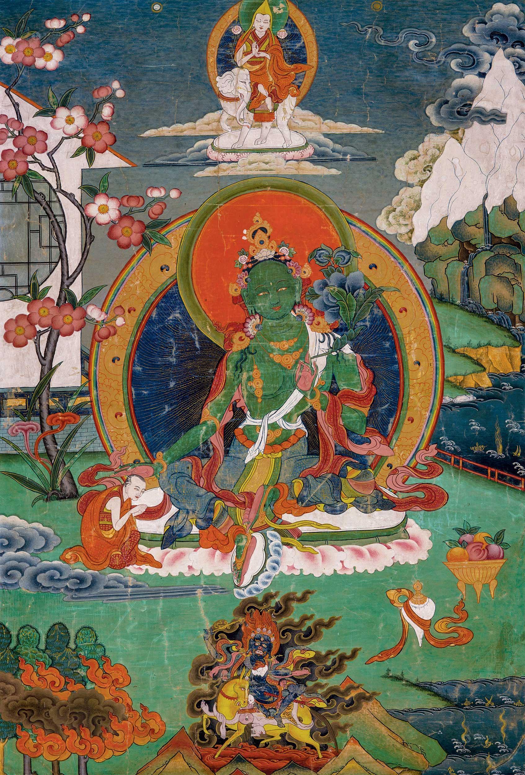*1528 18-19世纪 绿度母唐卡