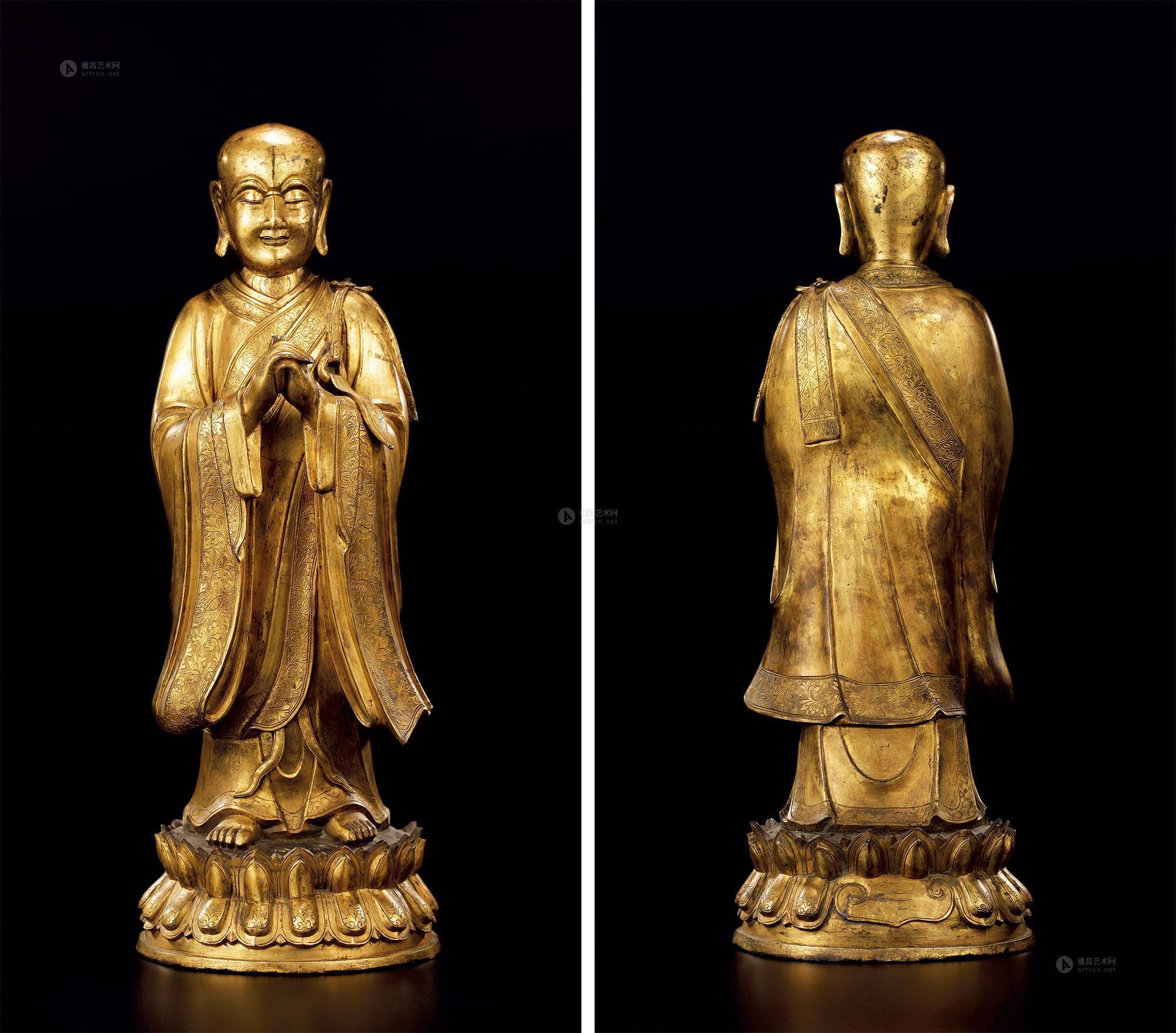 *3250 明 铜鎏金摩诃迦叶尊者像