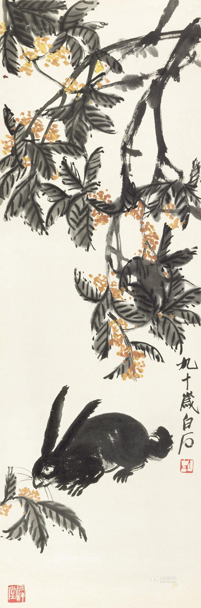1617 桂花玉兔 立轴 纸本