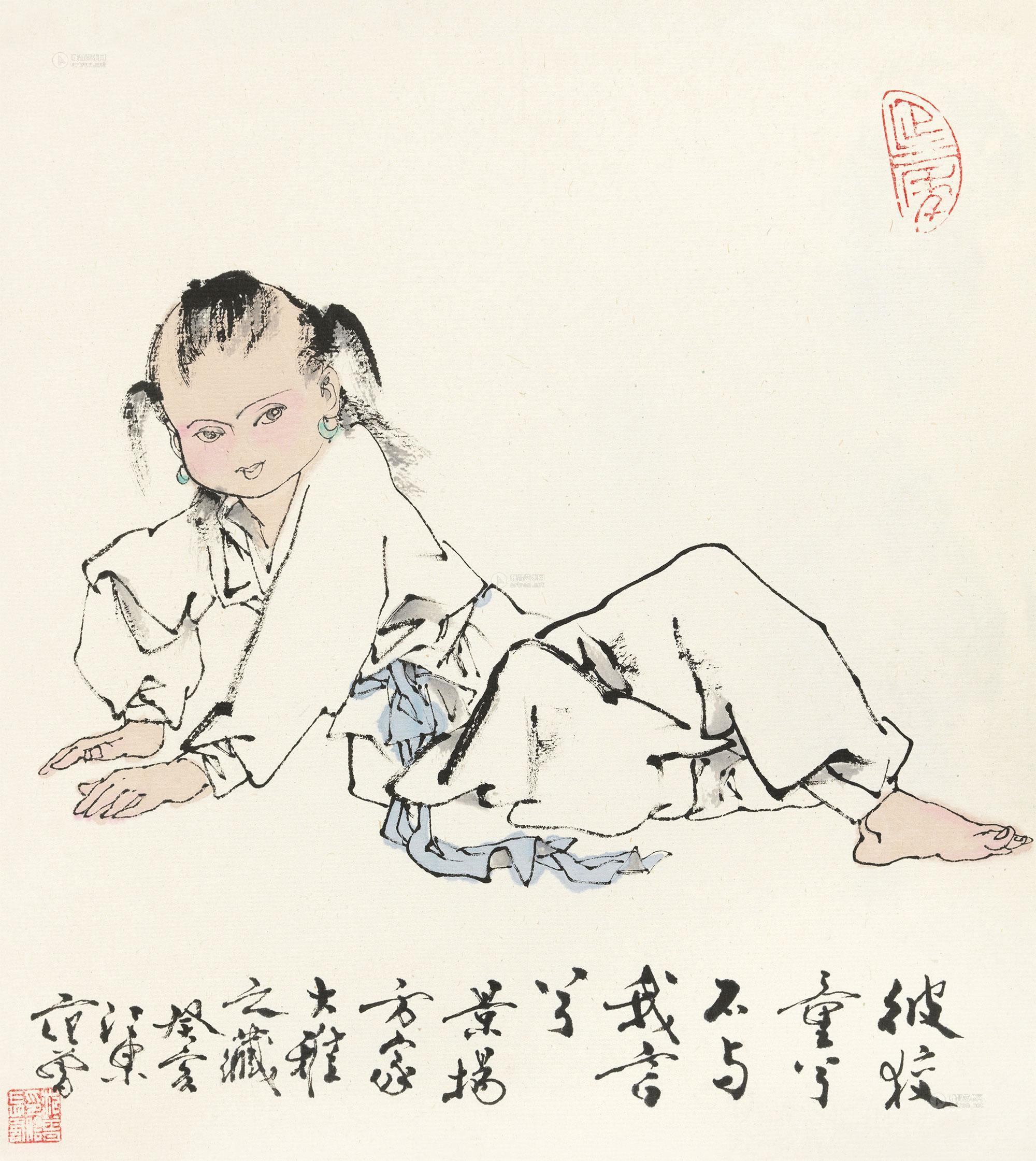 20801983年作狡童镜心纸本
