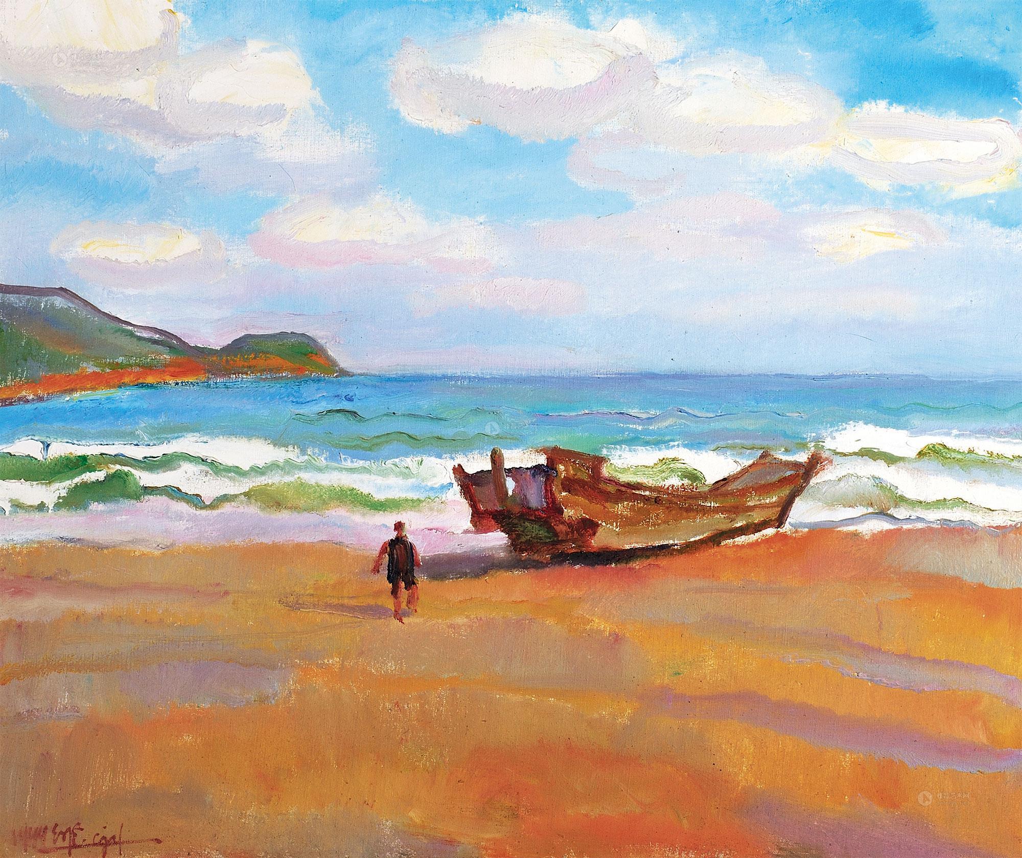 0431 1999年作 海滩 布面油画