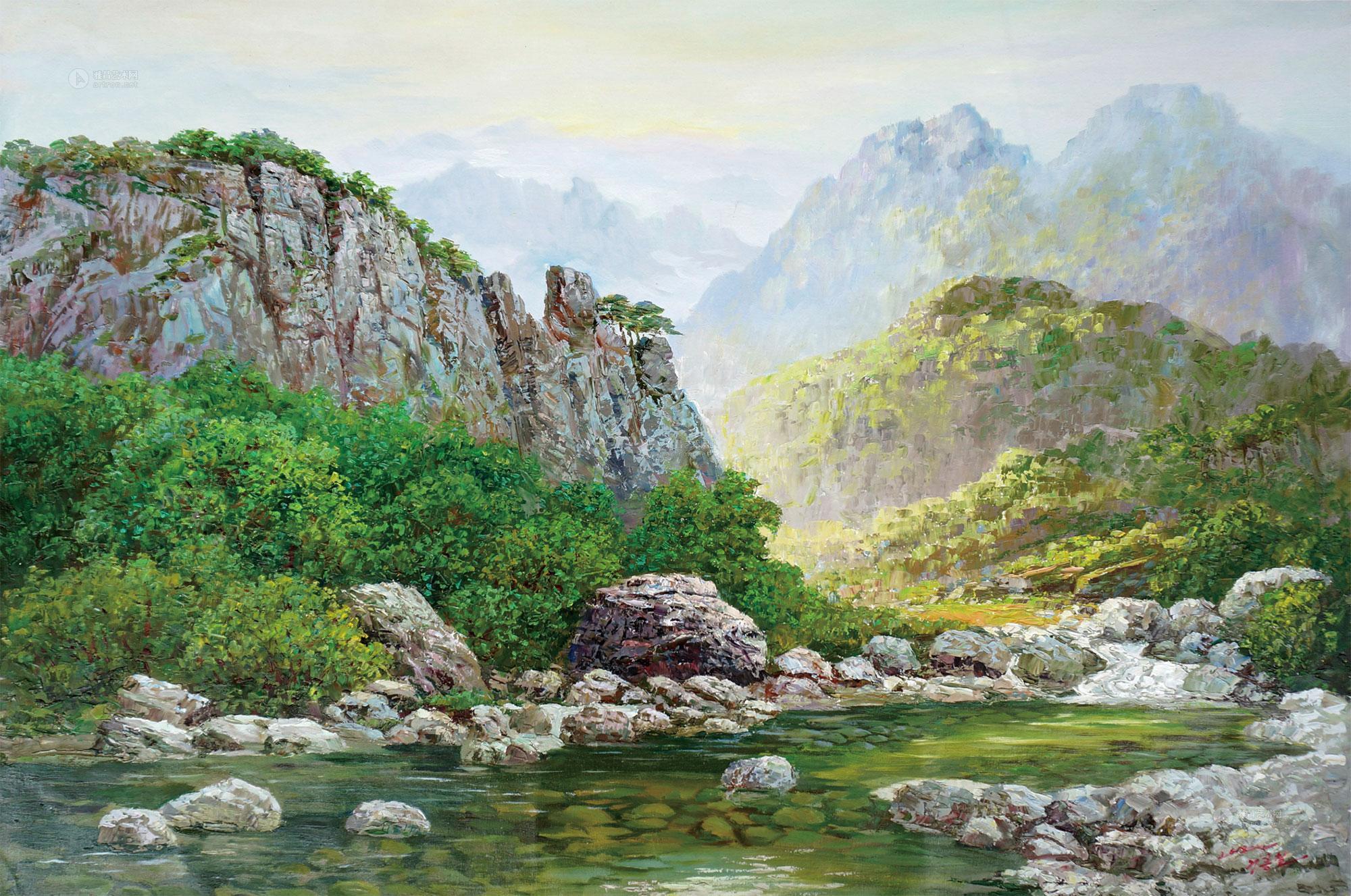 【2013年作 金刚山的夏天 布面油画】拍卖品_图片_价格_鉴赏_油画