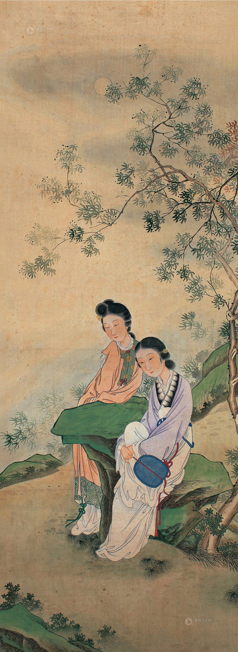 【双丽图 镜片 设色绢本】拍卖品_图片_价格_鉴赏_绘画_雅昌艺术品