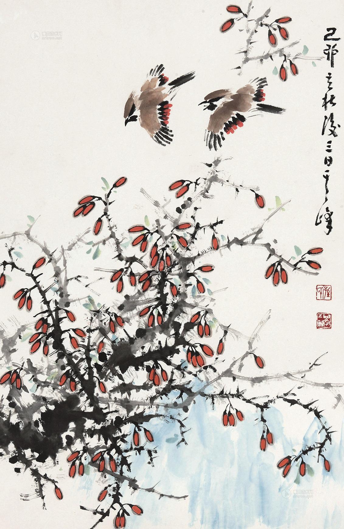4611 麻雀 镜心 设色纸本