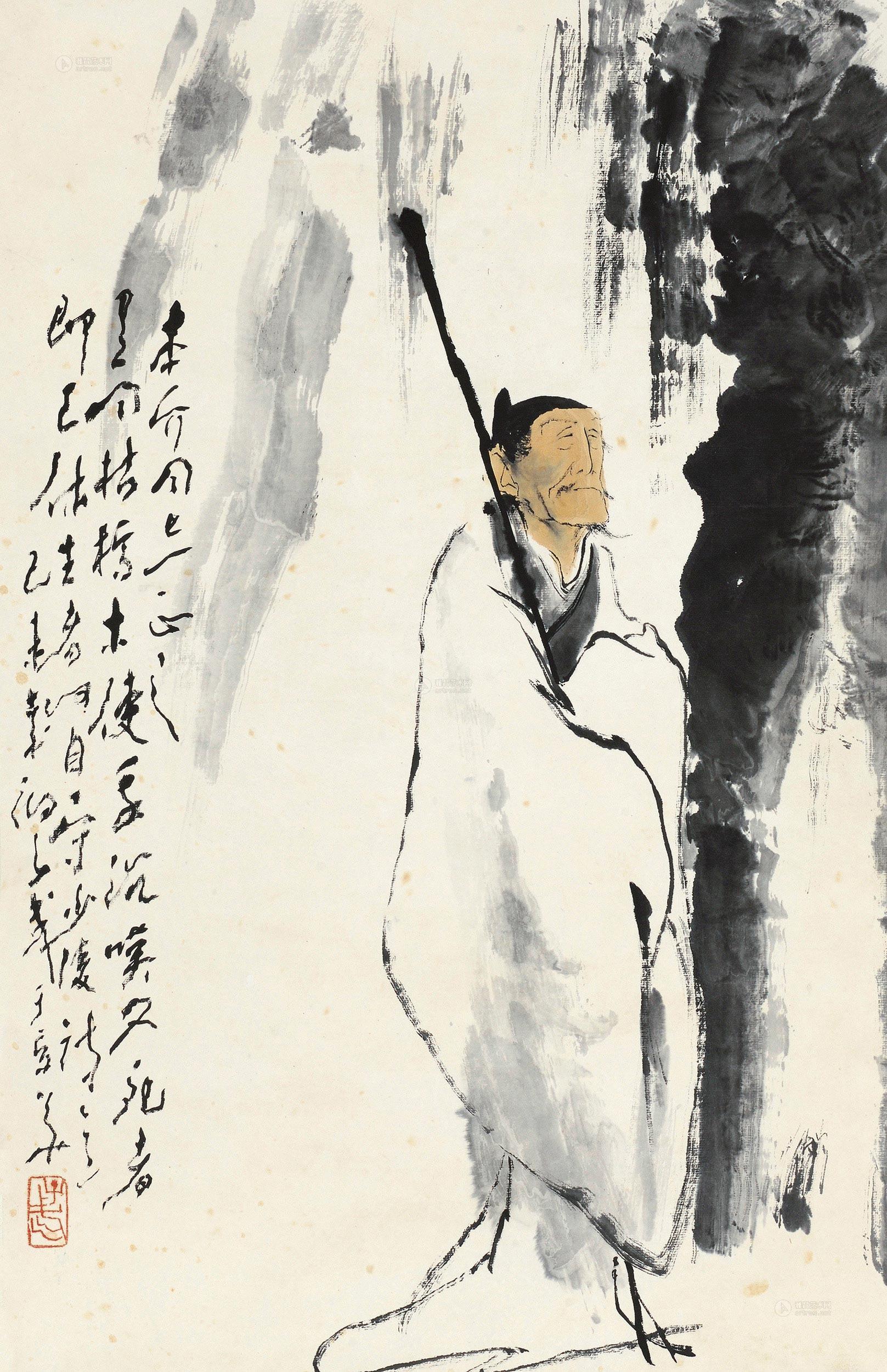 4633 1979年作 杜甫诗意 立轴 设色纸本