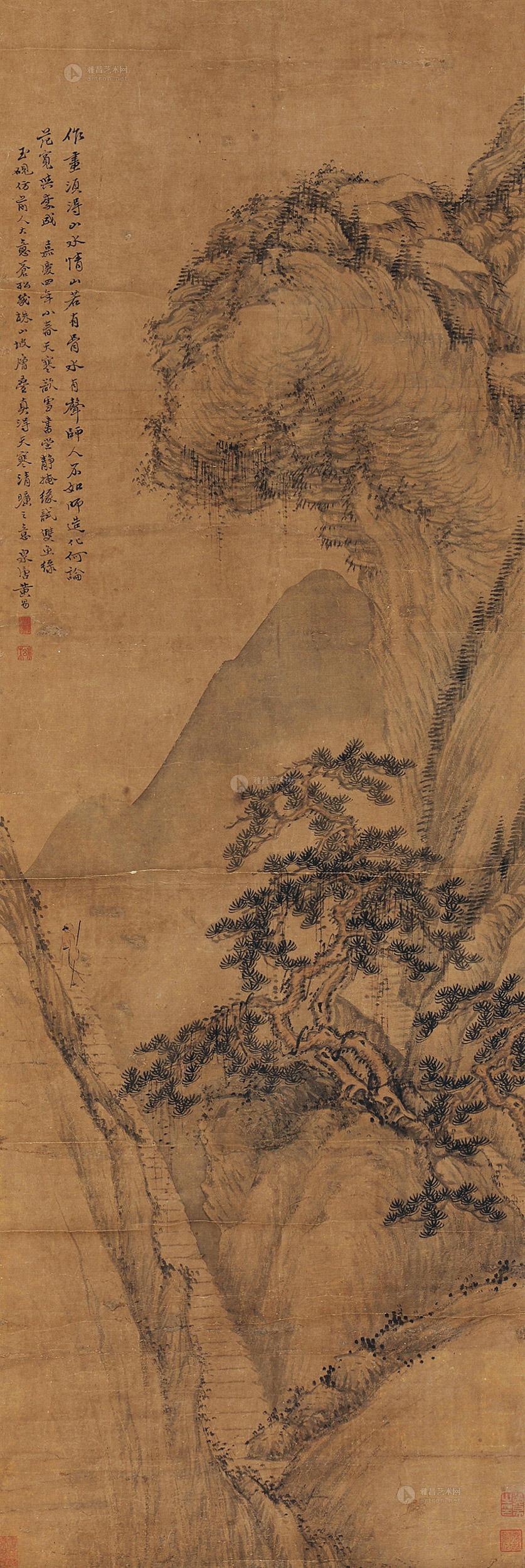 4244松山访友图立轴水墨纸本