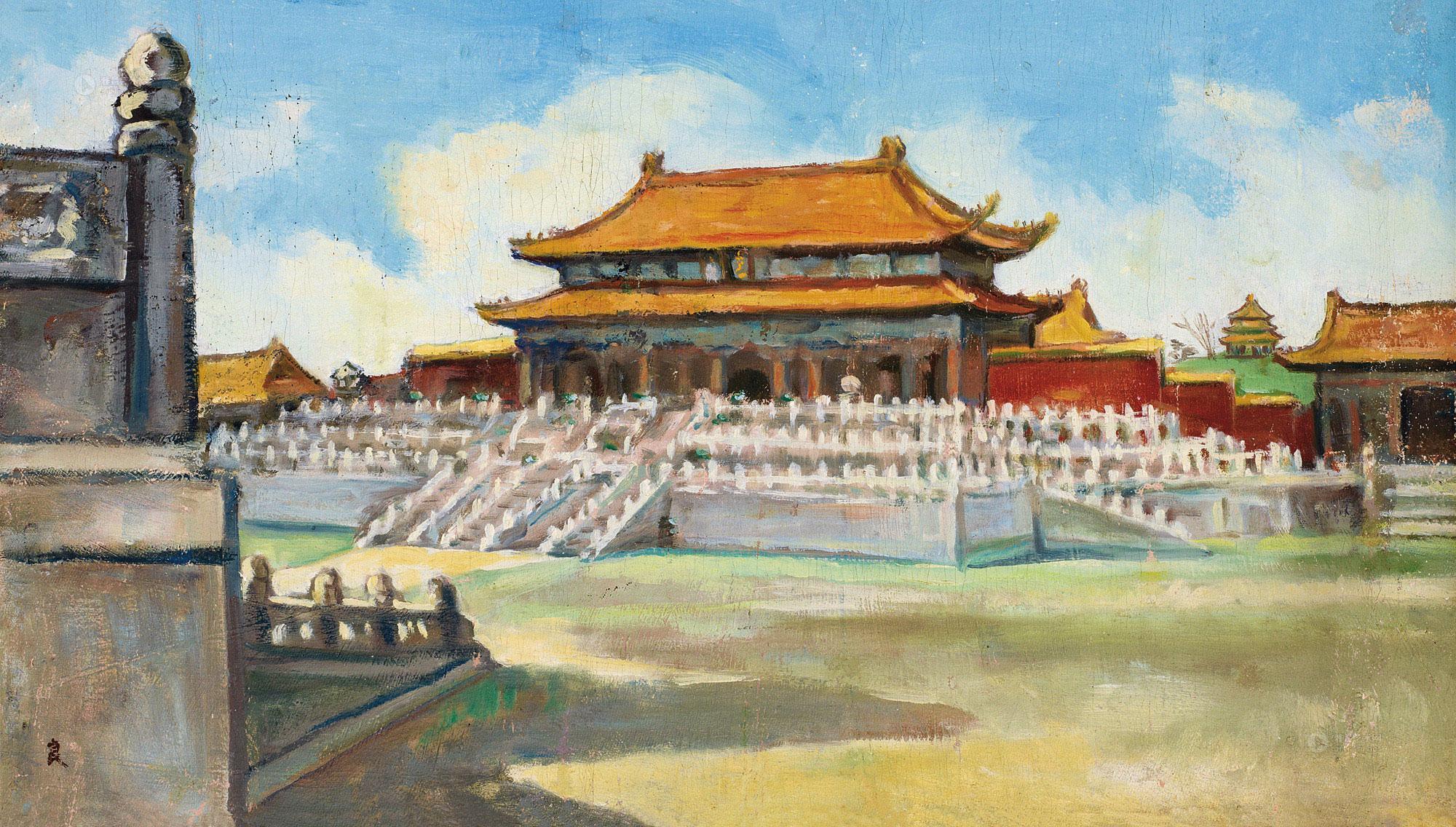 2212 50年代作 故宫 布面 油画