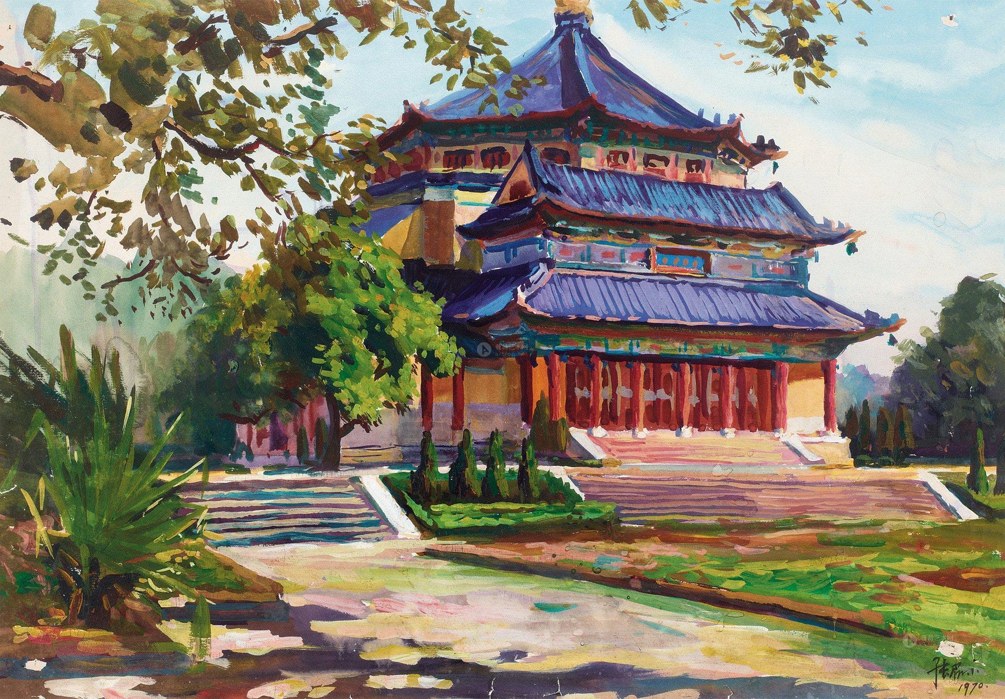 2219 1970年作 广州中山纪念堂 纸本 水彩