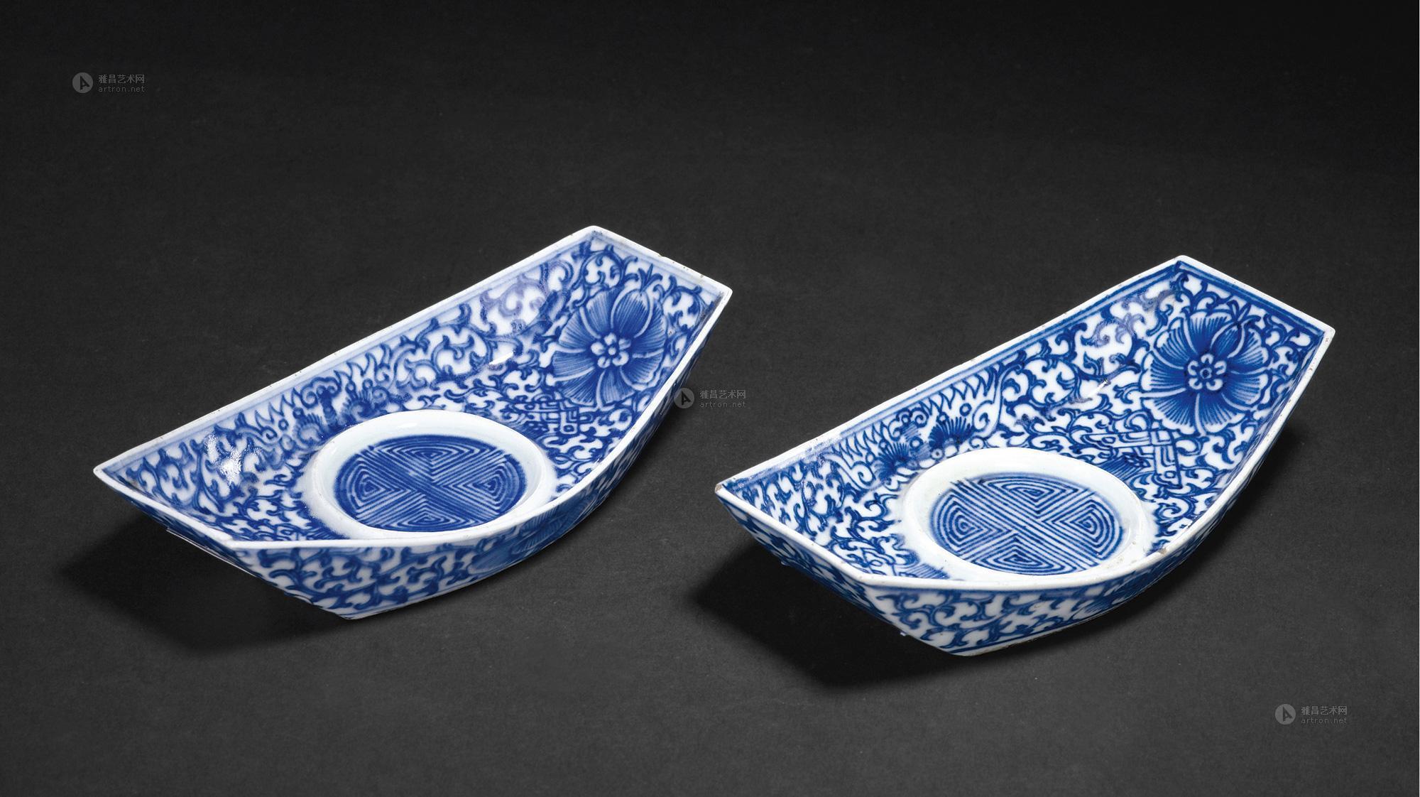 青花缠枝连茶船(一对】拍卖品_图片_价格_鉴赏_清代青花瓷器_雅昌