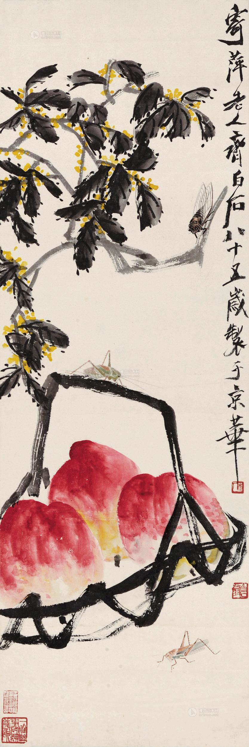 1559 桂花多寿 镜心 设色纸本