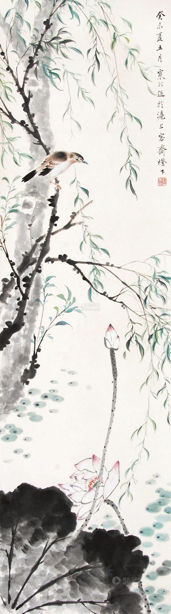 【柳树小鸟 立轴】拍卖品_图片_价格_鉴赏_绘画_雅昌艺术品拍卖网