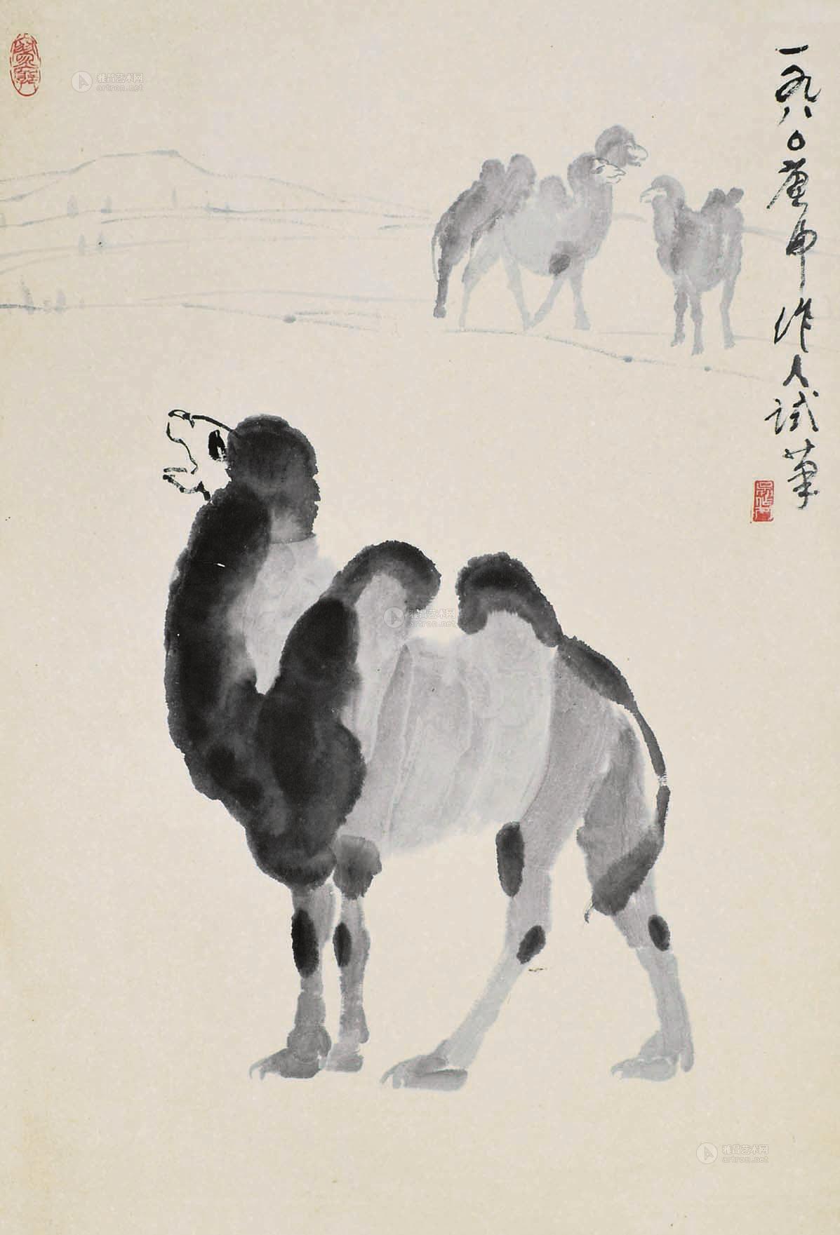 02911980年作沙漠之舟立轴水墨纸本