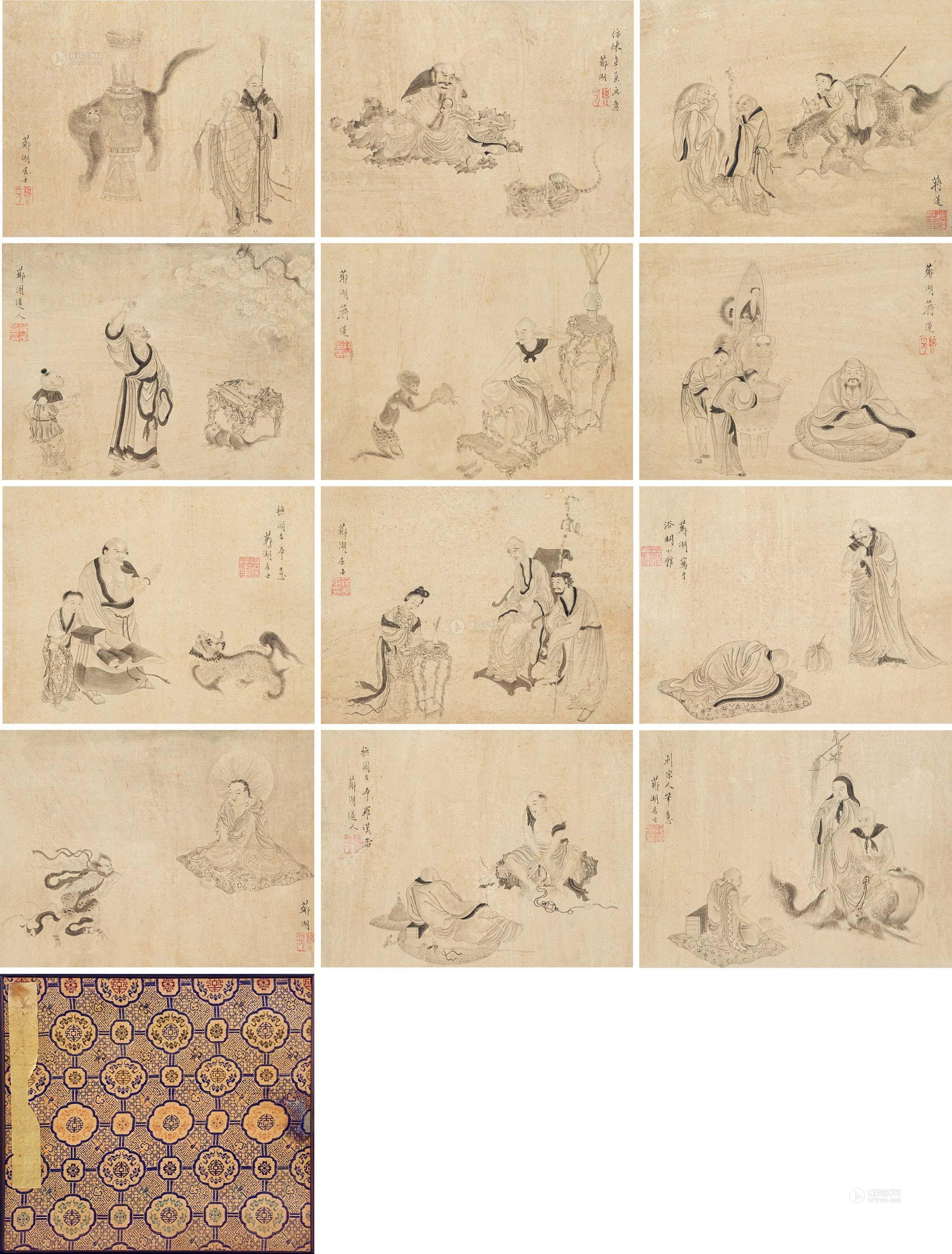 1350 仿古代人物图 册页 水墨纸本