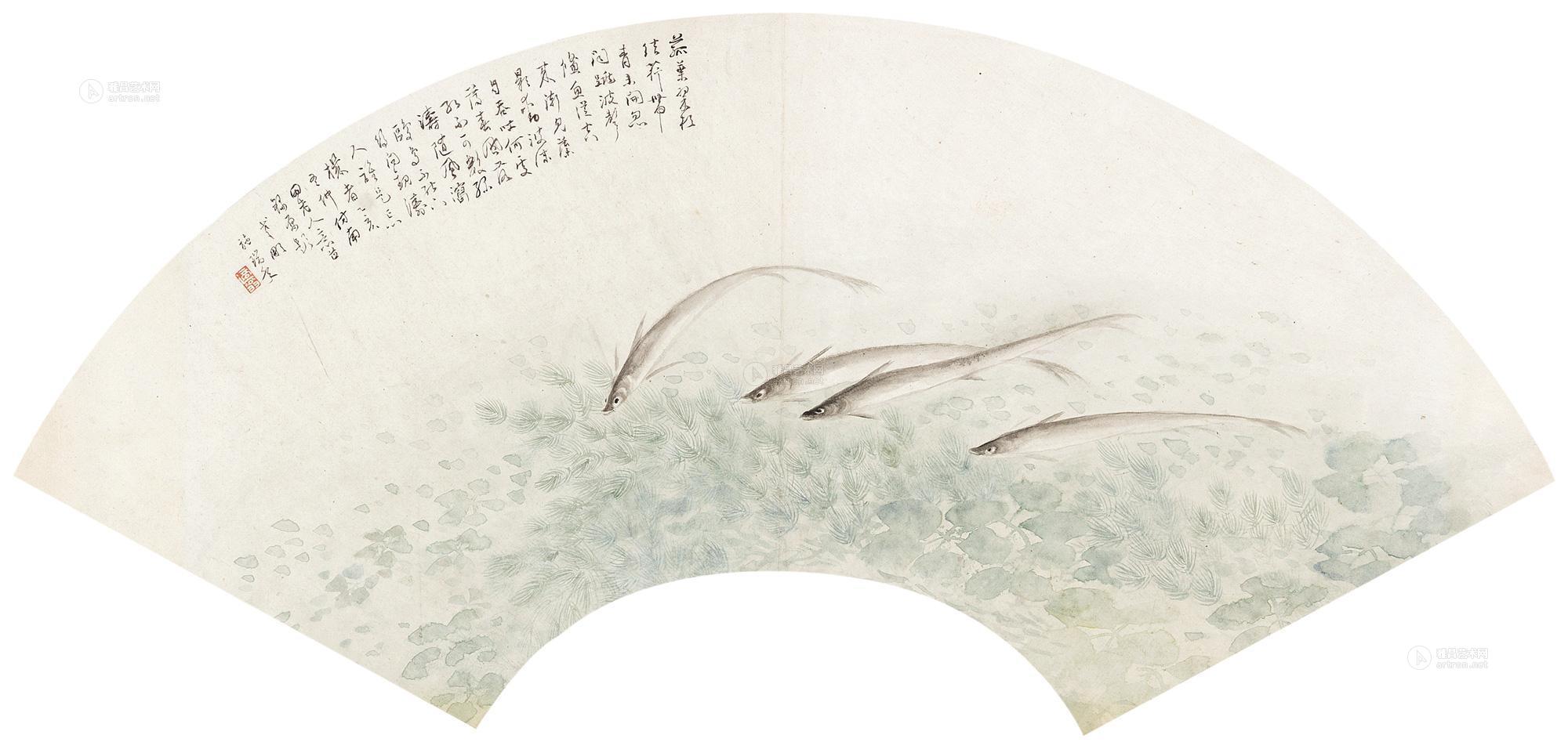 0692 1995年作 花鸟扇面 镜心 设色纸本