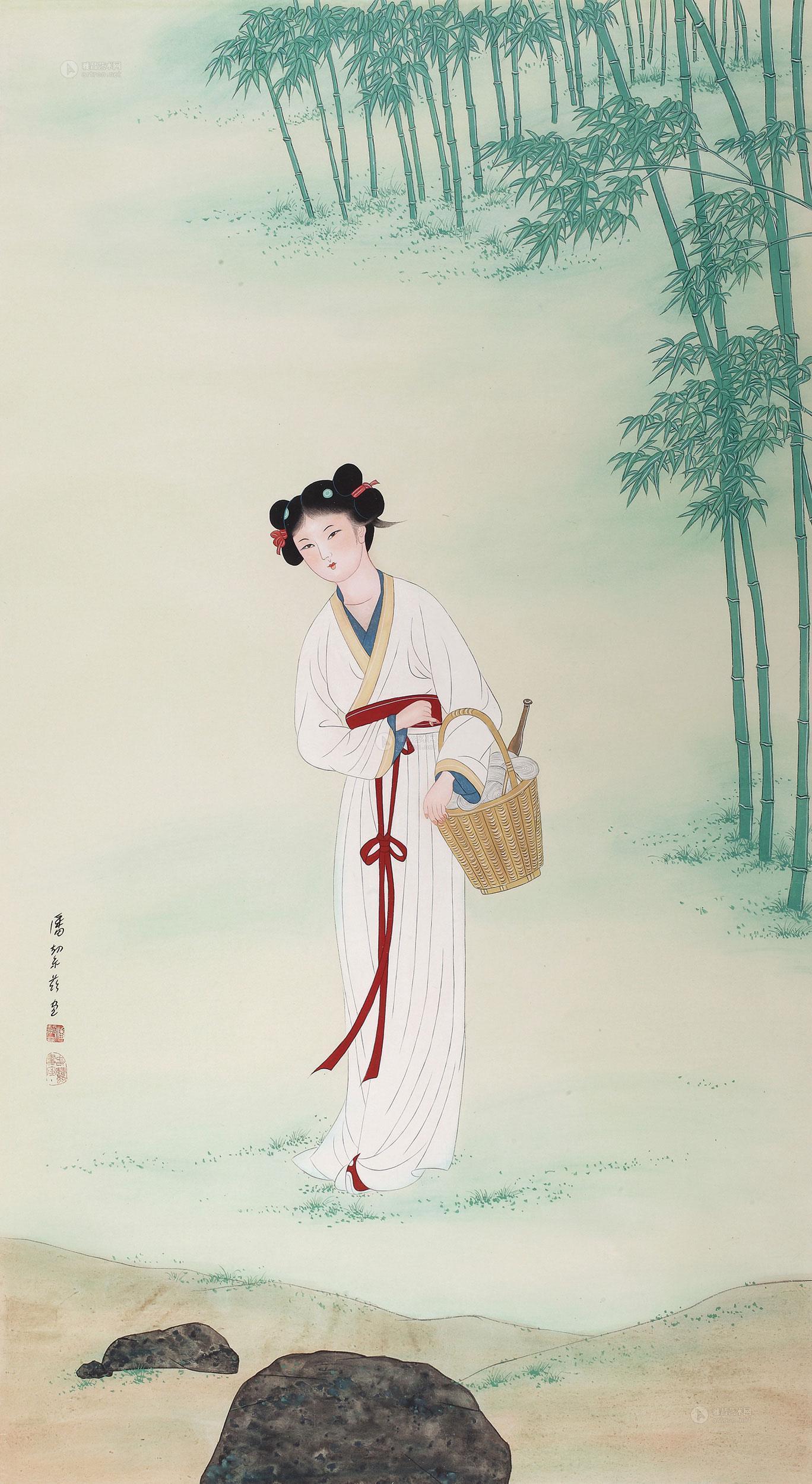 0472 浣纱女 镜片 设色纸本