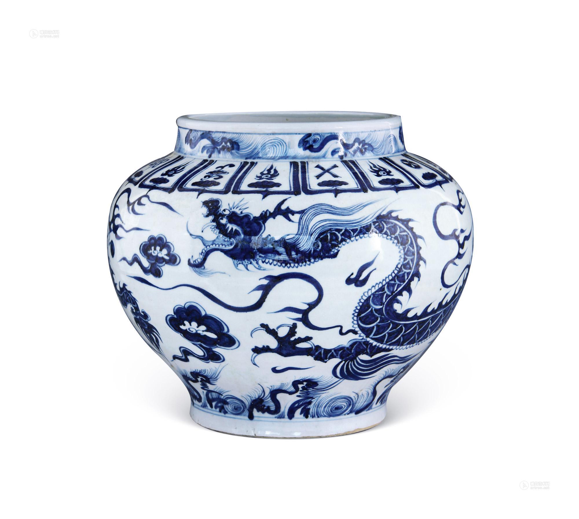 0383 元 青花云龙纹大罐