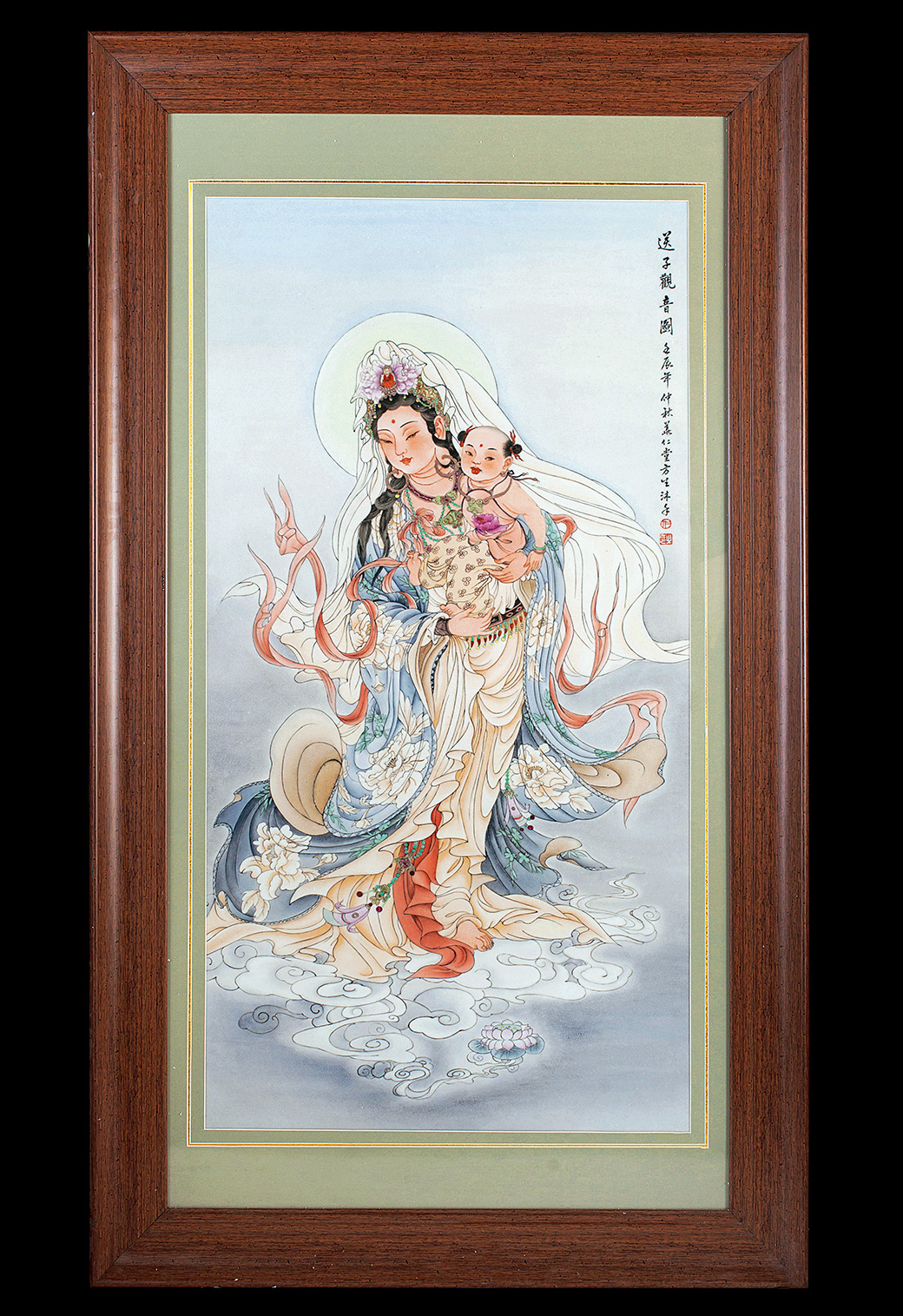 1601 刘书仁粉彩送子观音图瓷板