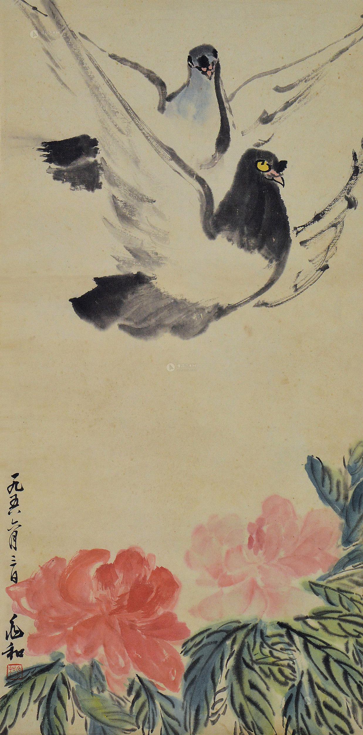 0199 和平鸽 立轴 设色纸本