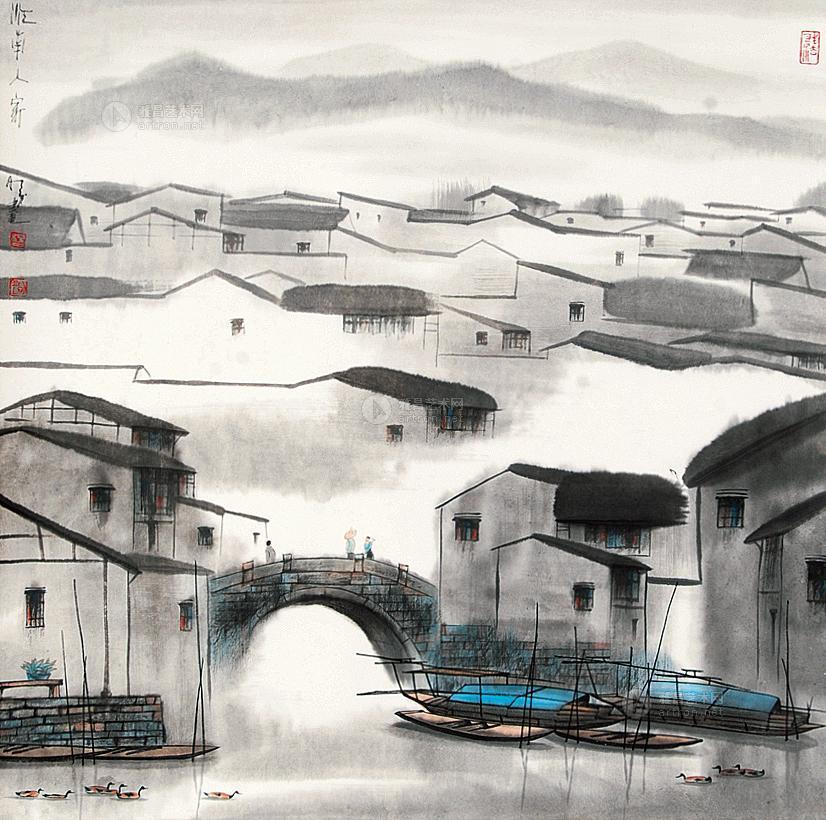 0453江南水乡立轴