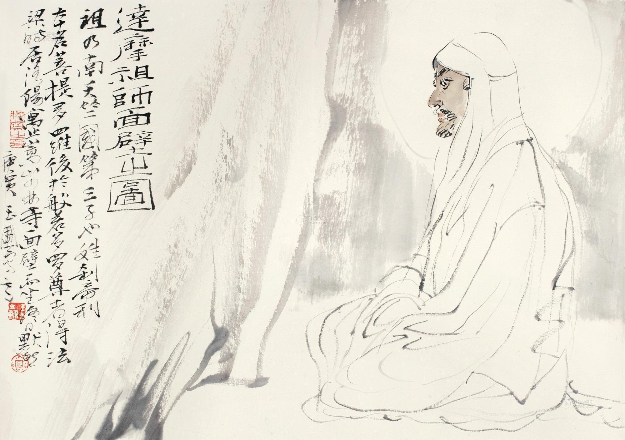 1030 庚寅(2010年)作 达摩祖师面壁之图 镜心 纸本