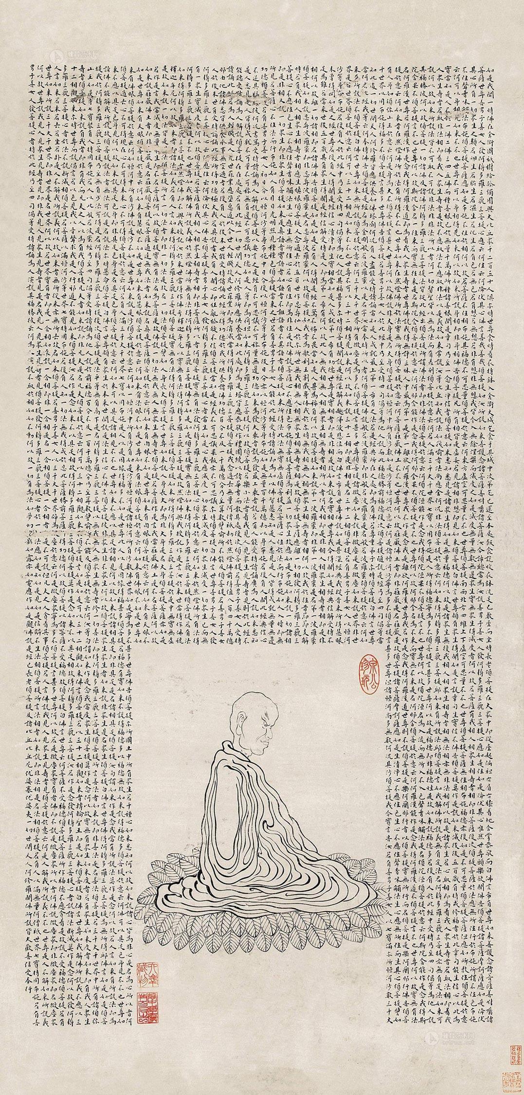 0029 佛经图 立轴 墨色纸本