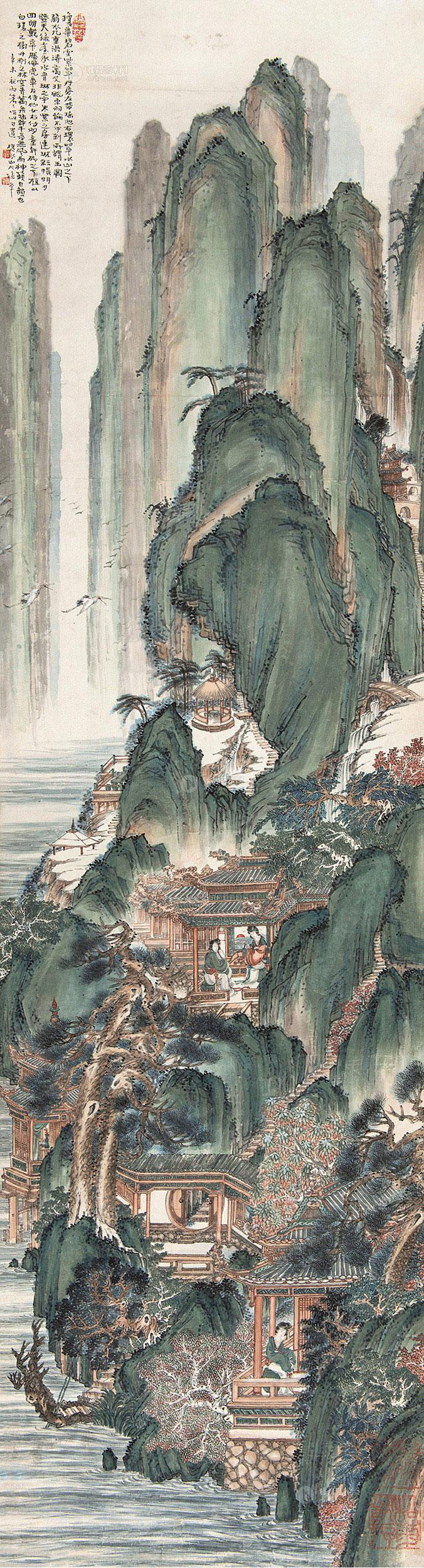 0613 仙山楼阁 镜片 纸本