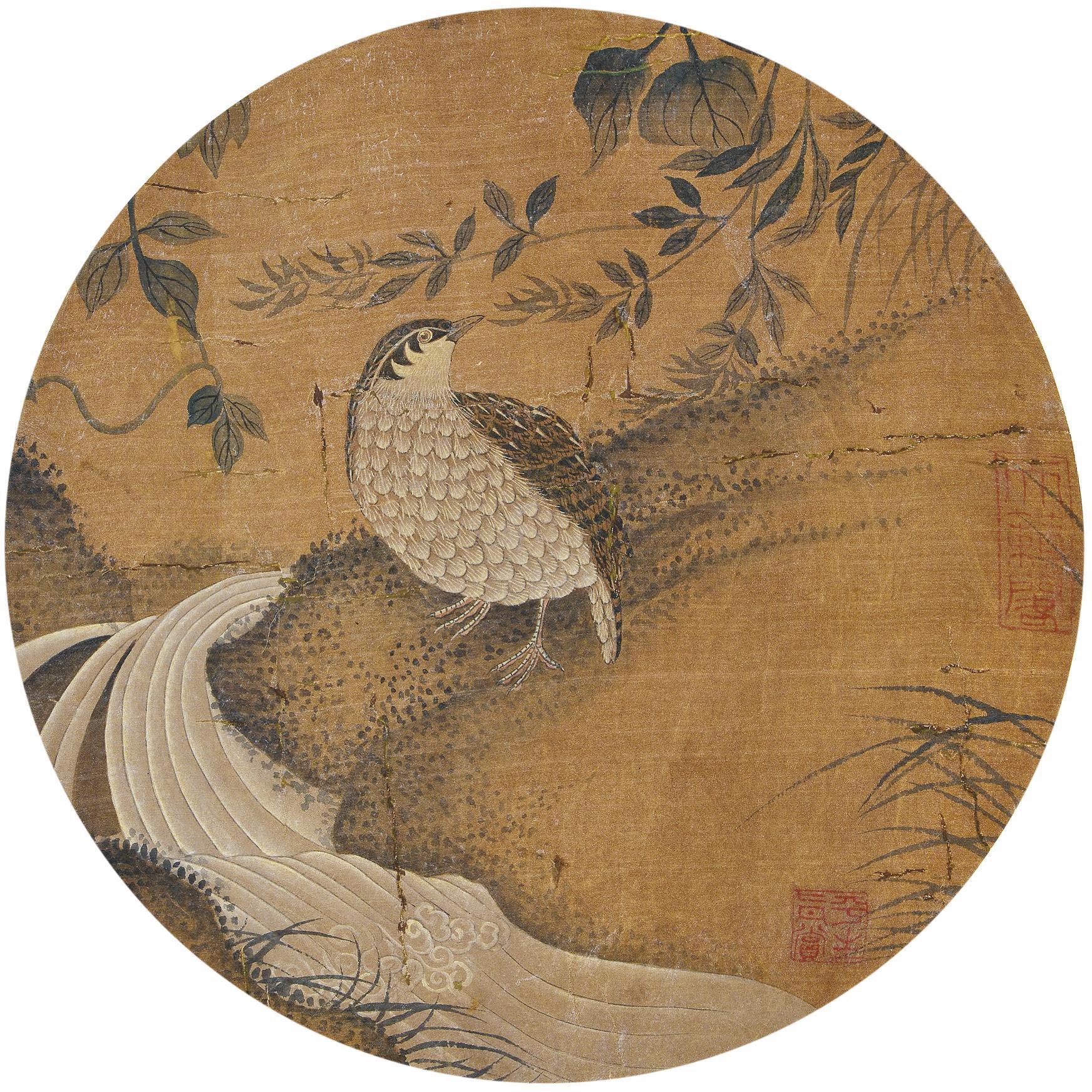 【鹌鹑 团扇 设色绢本】拍卖品_图片_价格_鉴赏_绘画_雅昌艺术品拍卖