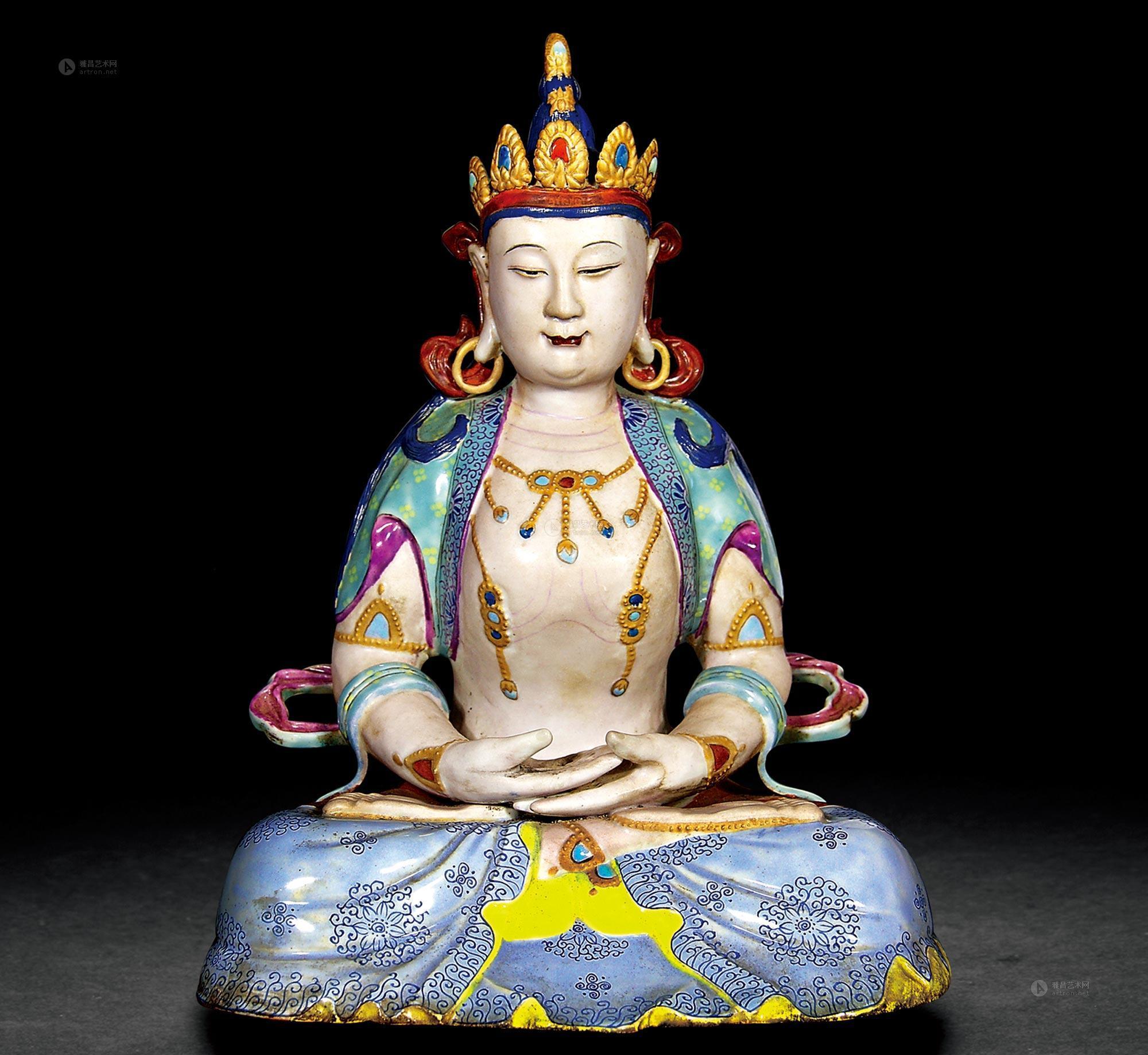 1038 现代 粉彩描金无量寿佛坐像