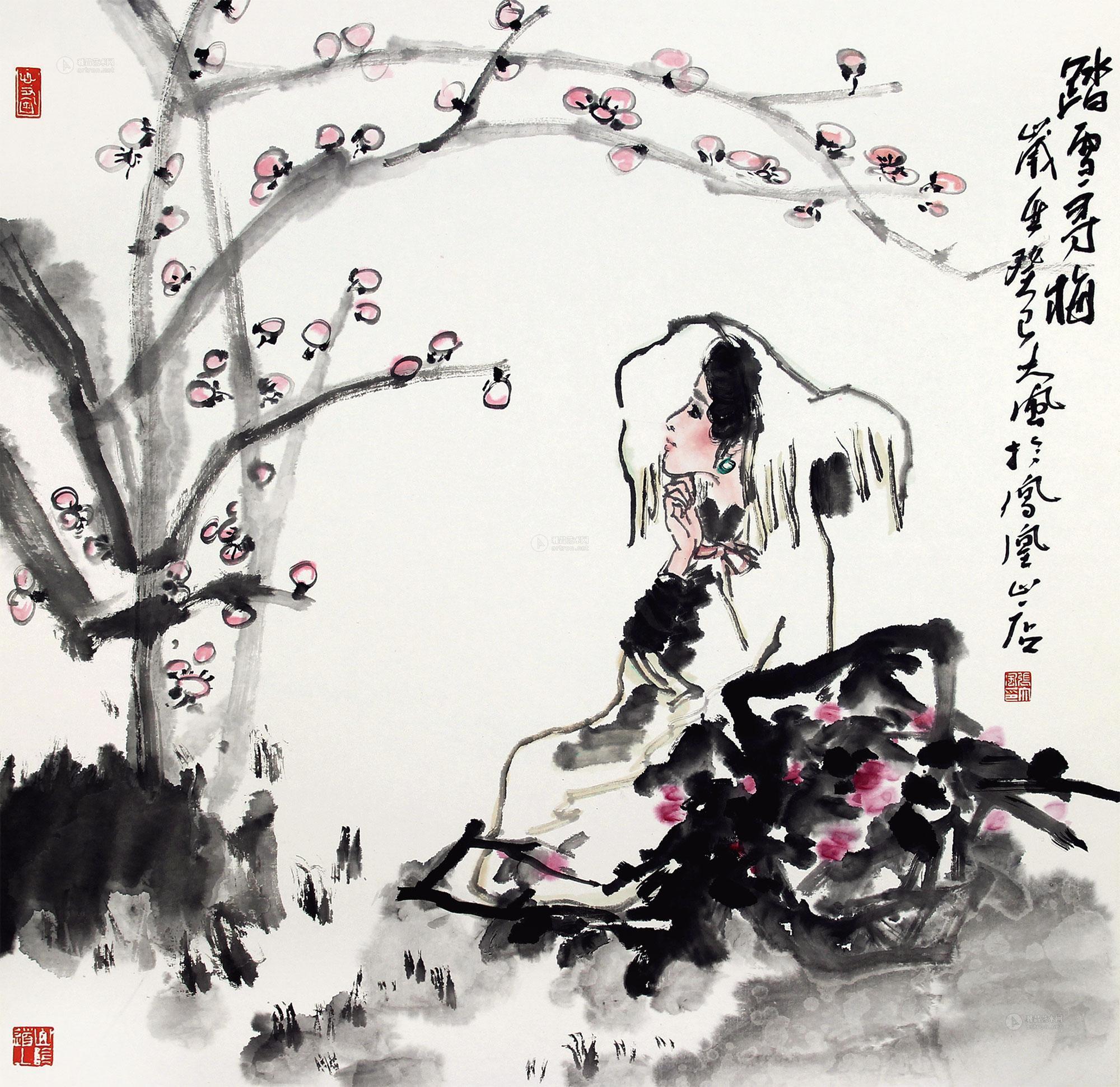 【踏雪寻梅 镜心 纸本】拍卖品_图片_价格_鉴赏_绘画_雅昌艺术品拍卖