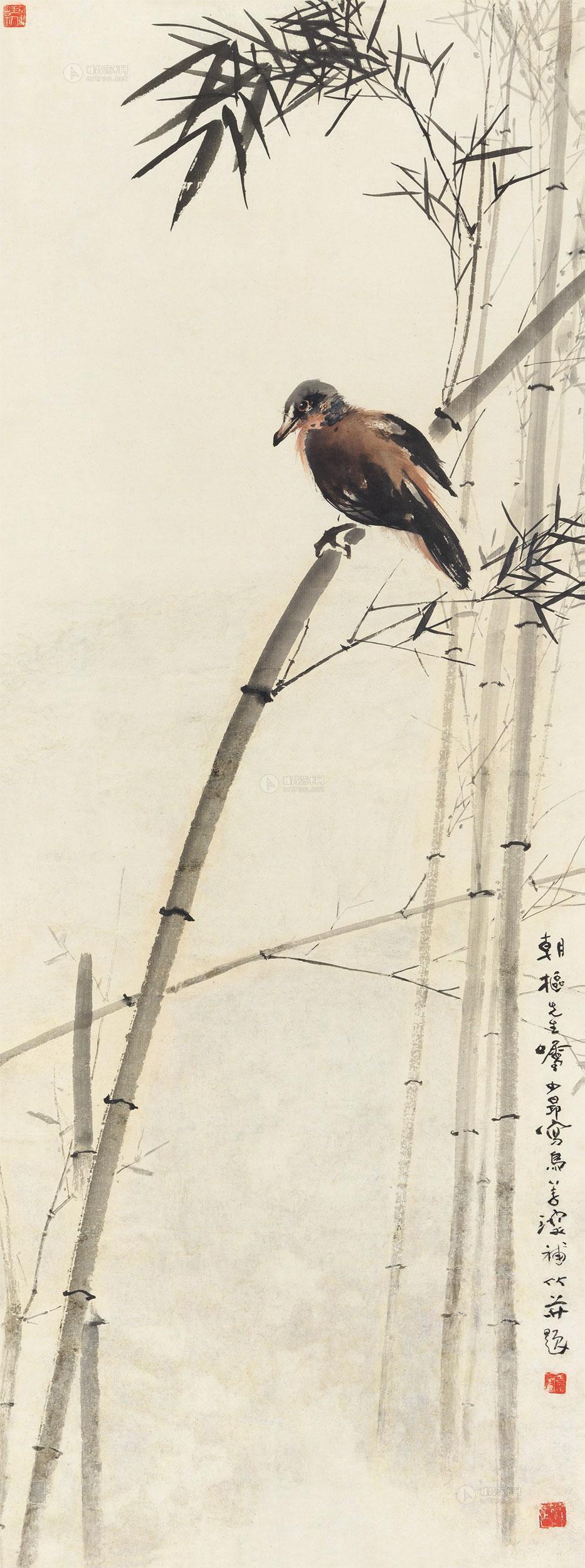 1894 竹雀图 立轴 纸本