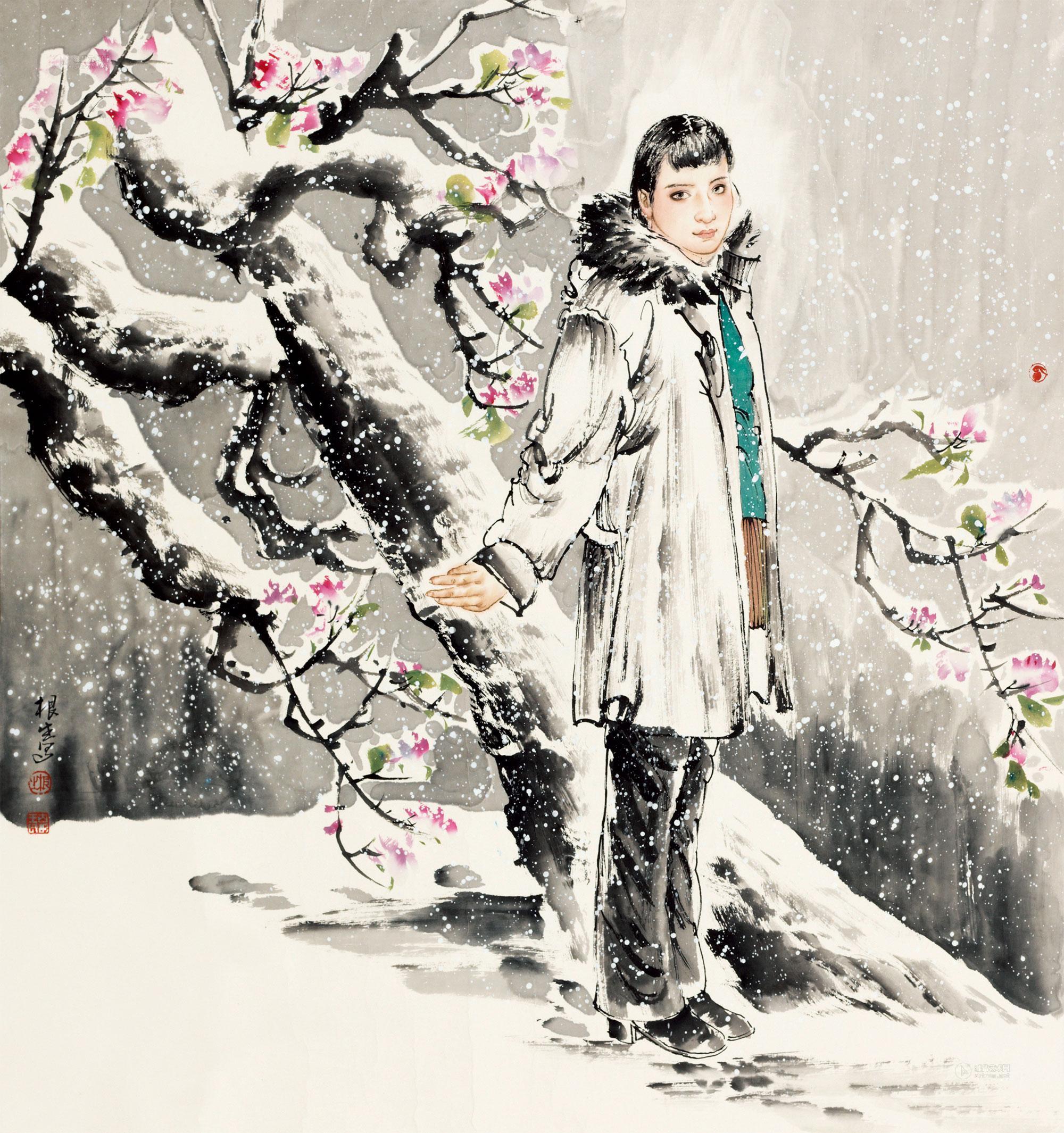 【雪景人物 托片 纸本】拍卖品_图片_价格_鉴赏_绘画