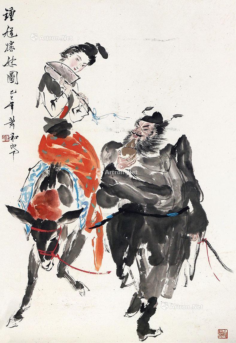 0064钟馗嫁妹立轴纸本