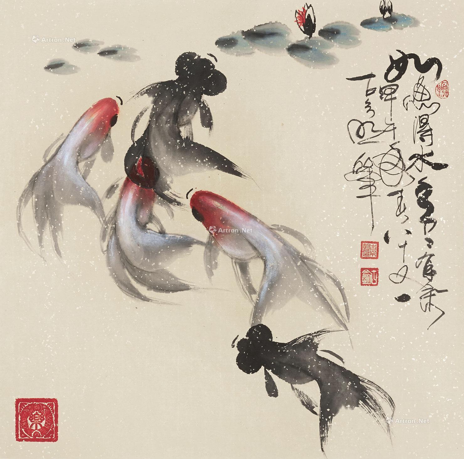 0520 2014年作 如鱼得水 镜心 设色纸本