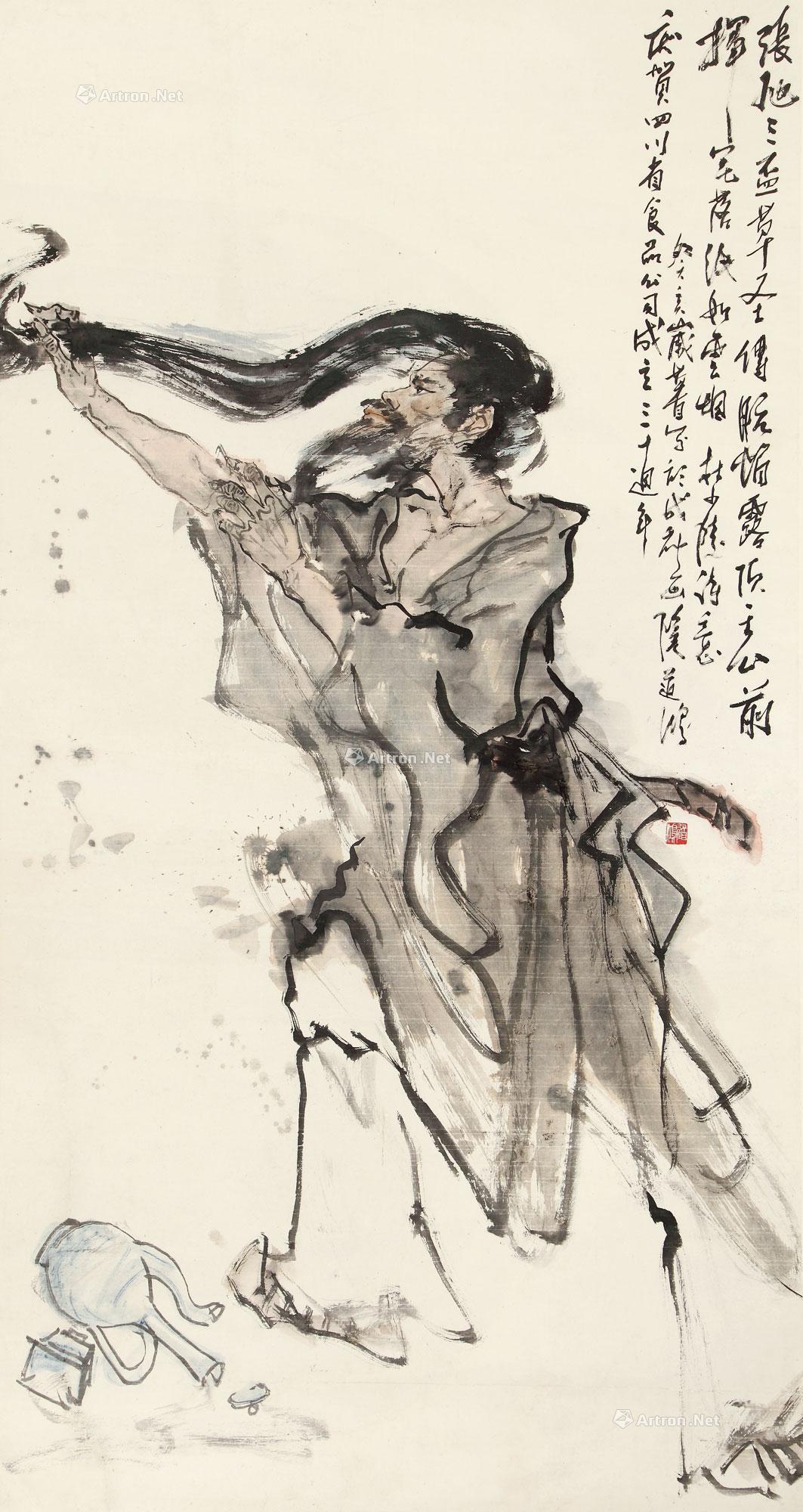 0119 1983年作 张旭狂草图 镜片 设色布本
