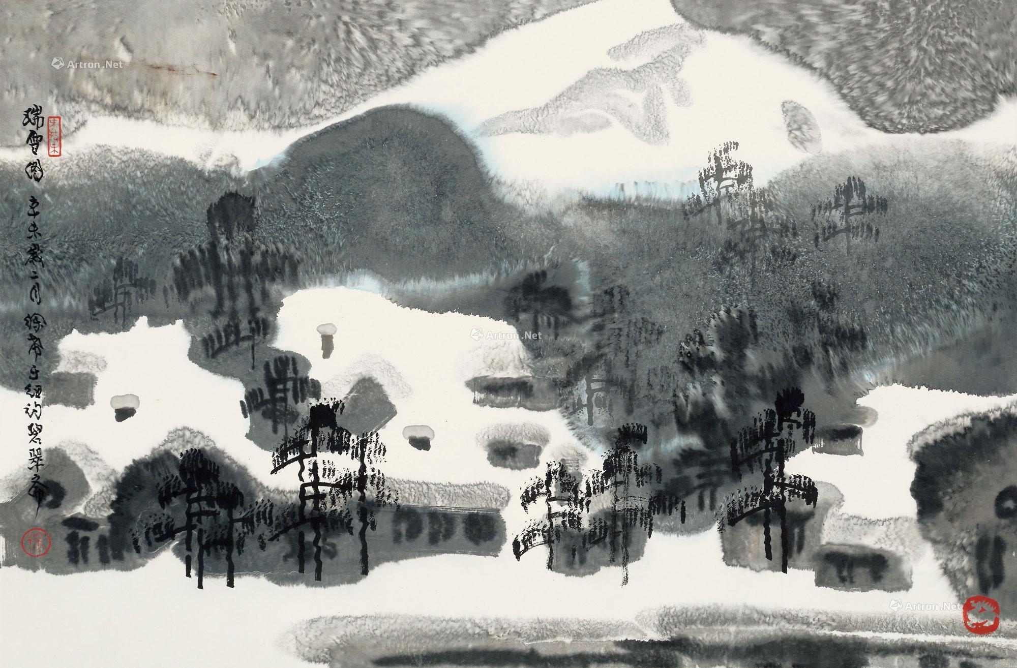 0113 1991年作 瑞雪图 立轴 设色纸本