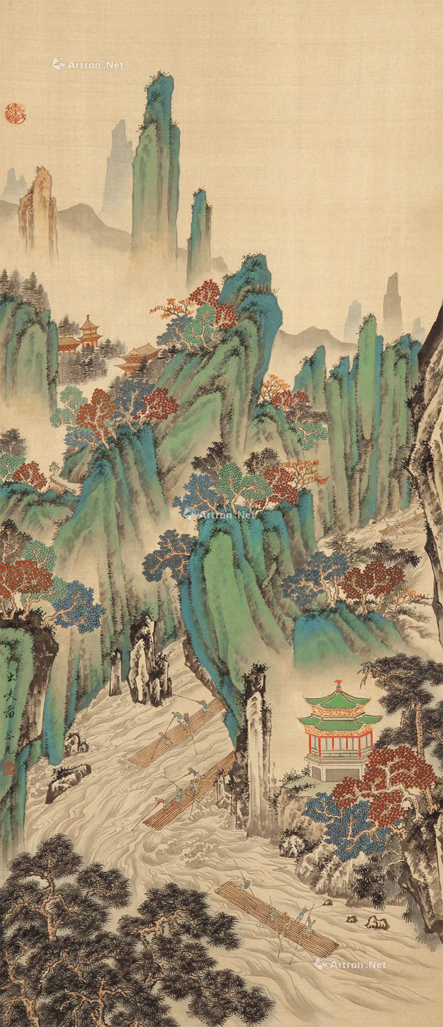 4052青绿山水立轴设色绢本