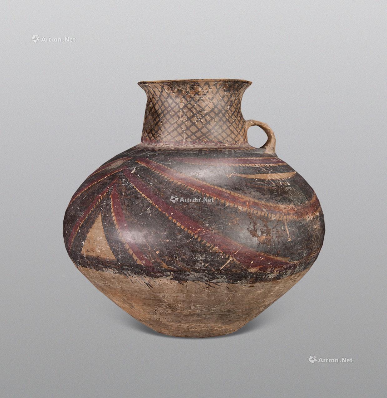 6110马家文化大约4千年马厂形彩陶单耳罐