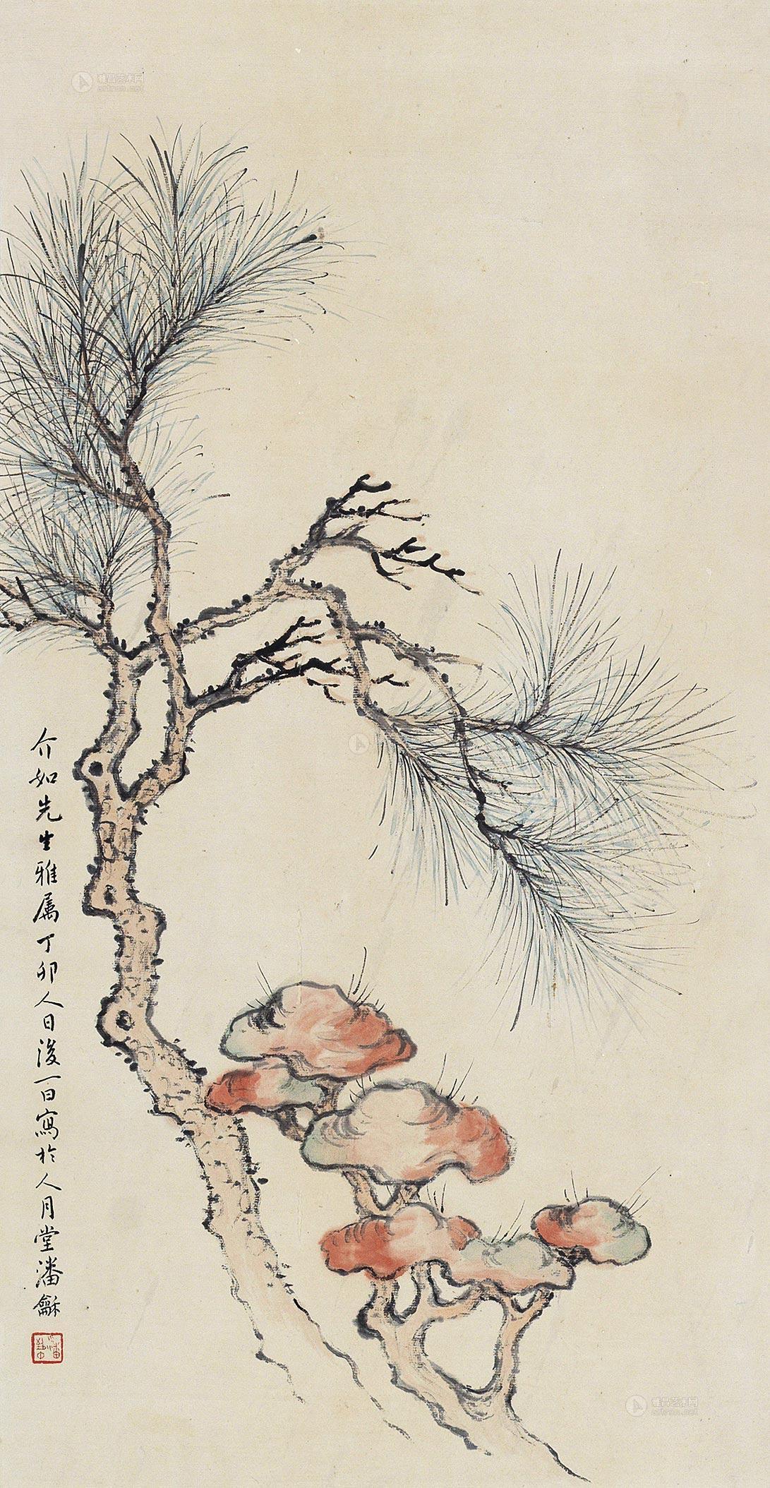 0679 灵芝祝寿 镜片 设色纸本